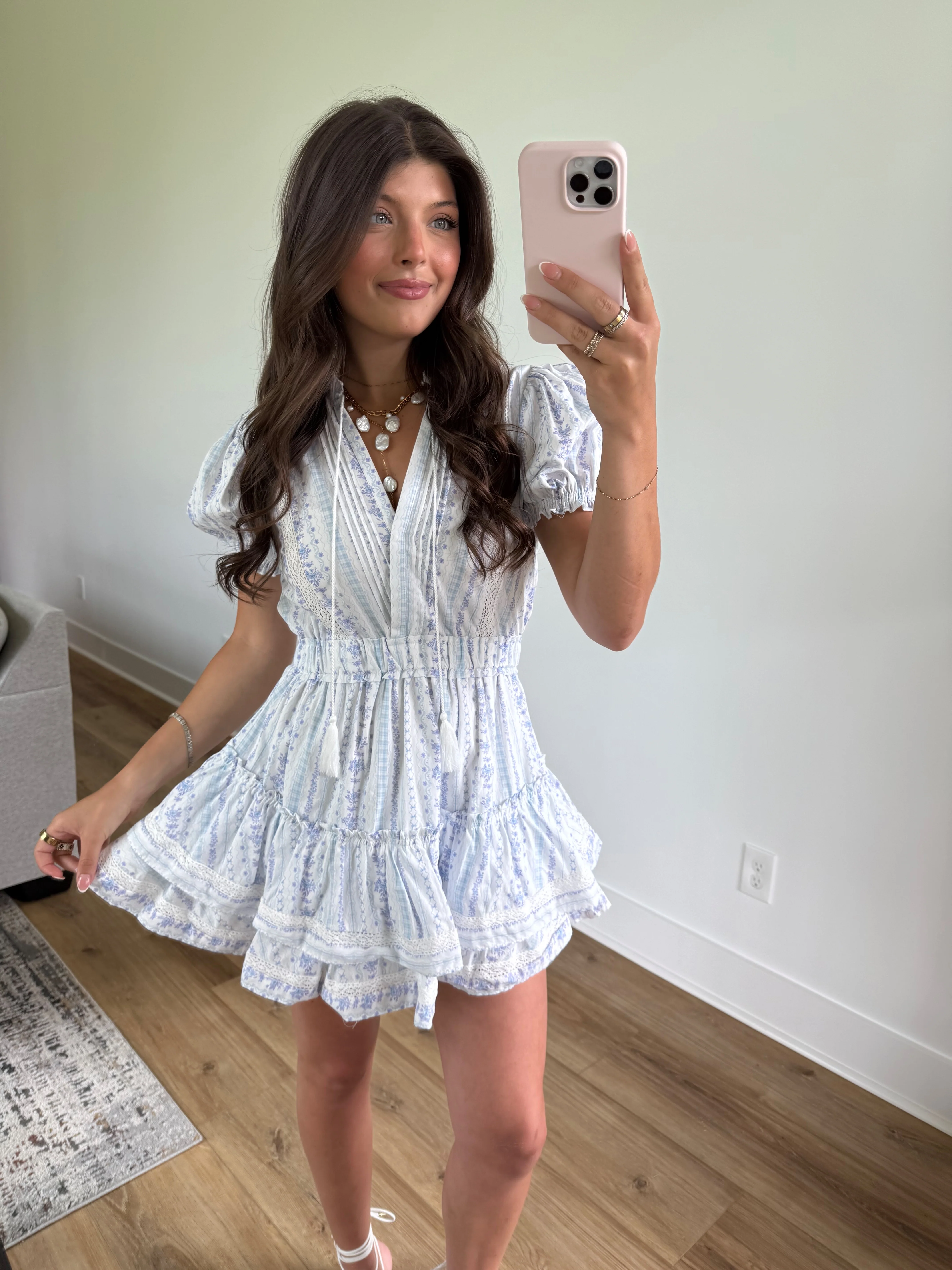 Krissy Blue Fancy Mini Dress - Image 5