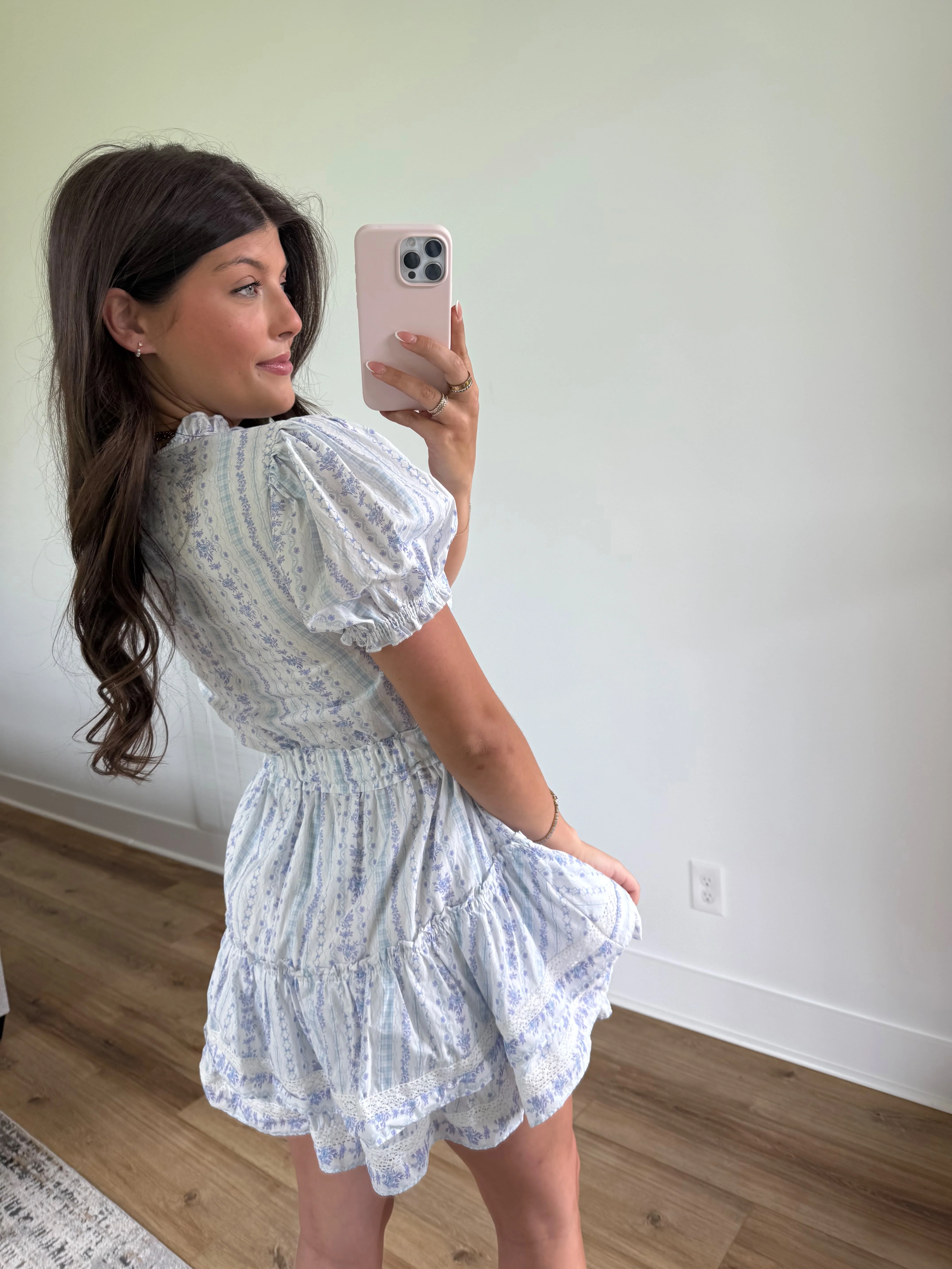 Krissy Blue Fancy Mini Dress - Image 6