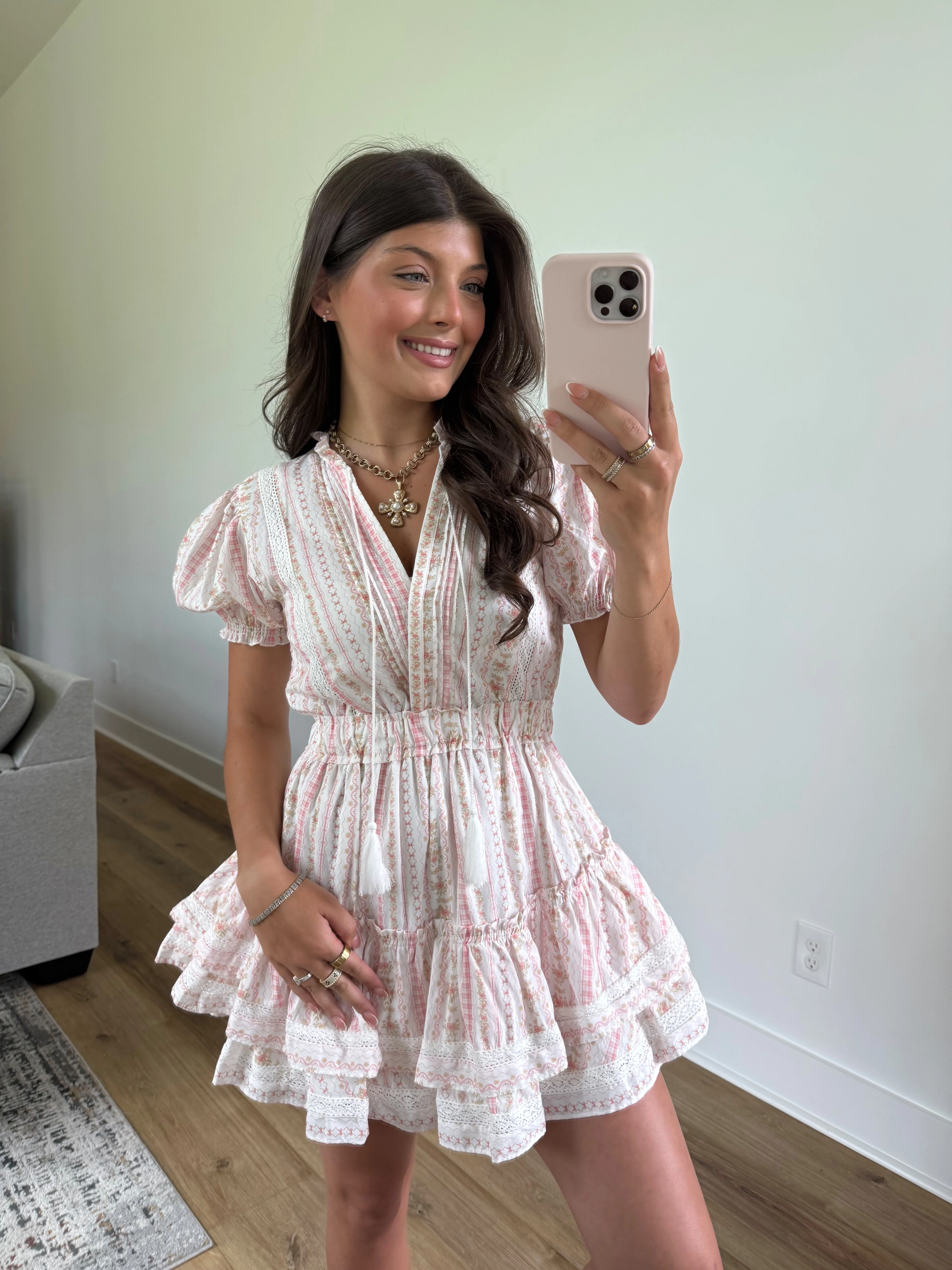 Krissy Pink Fancy Mini Dress - Image 4