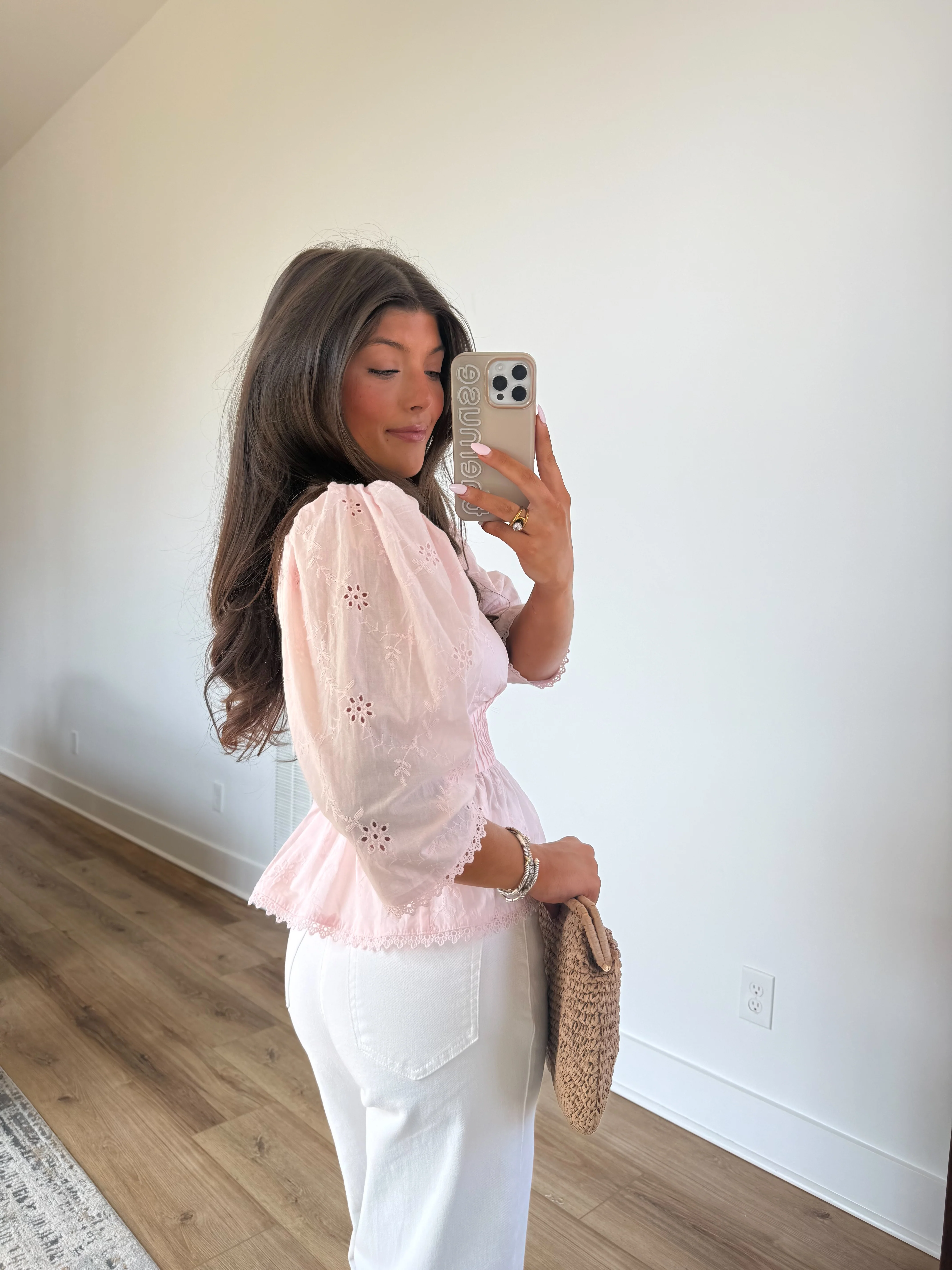 Kyndall Eyelet Top (Pink) - Image 3