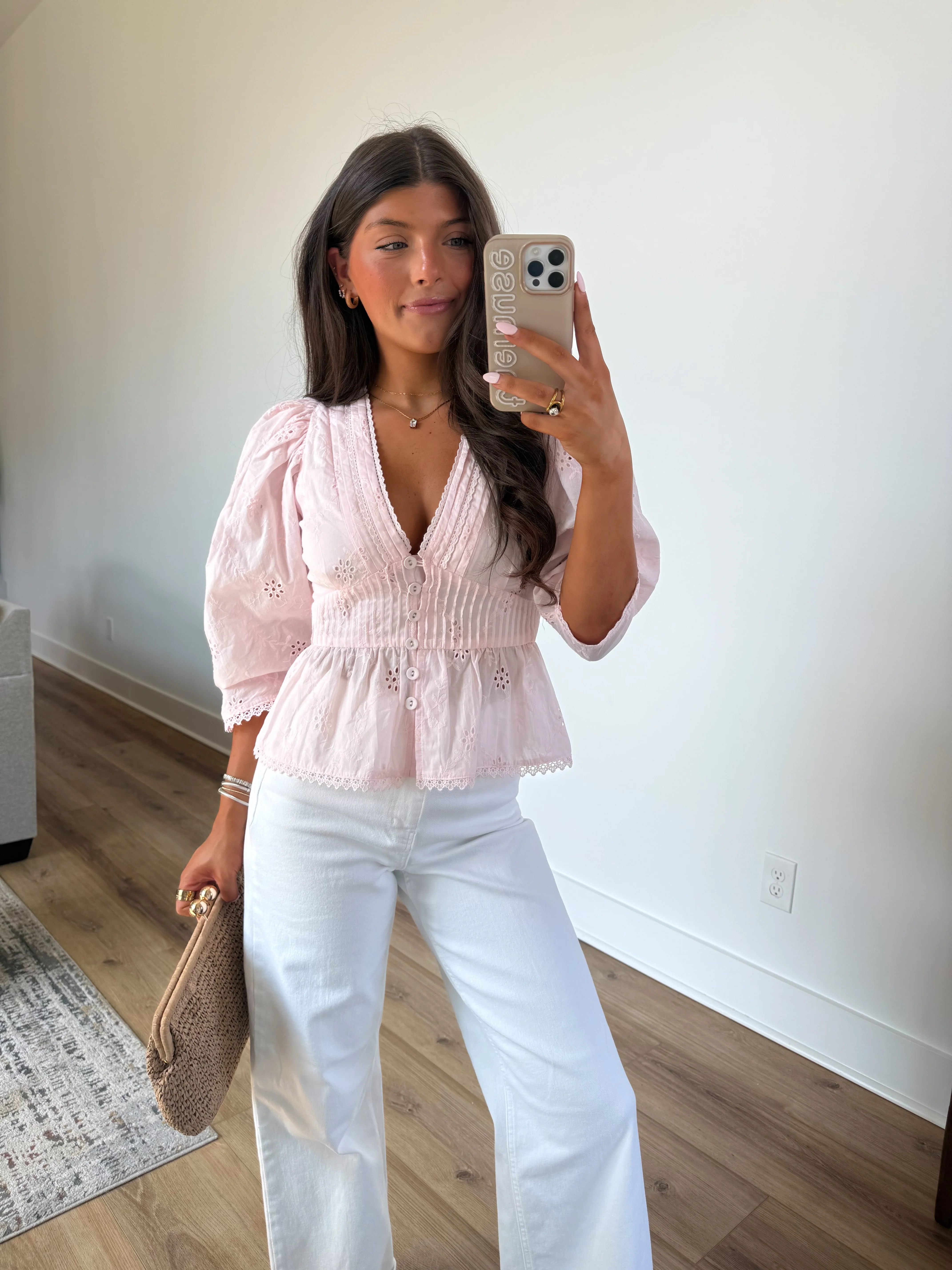 Kyndall Eyelet Top (Pink) - Image 4