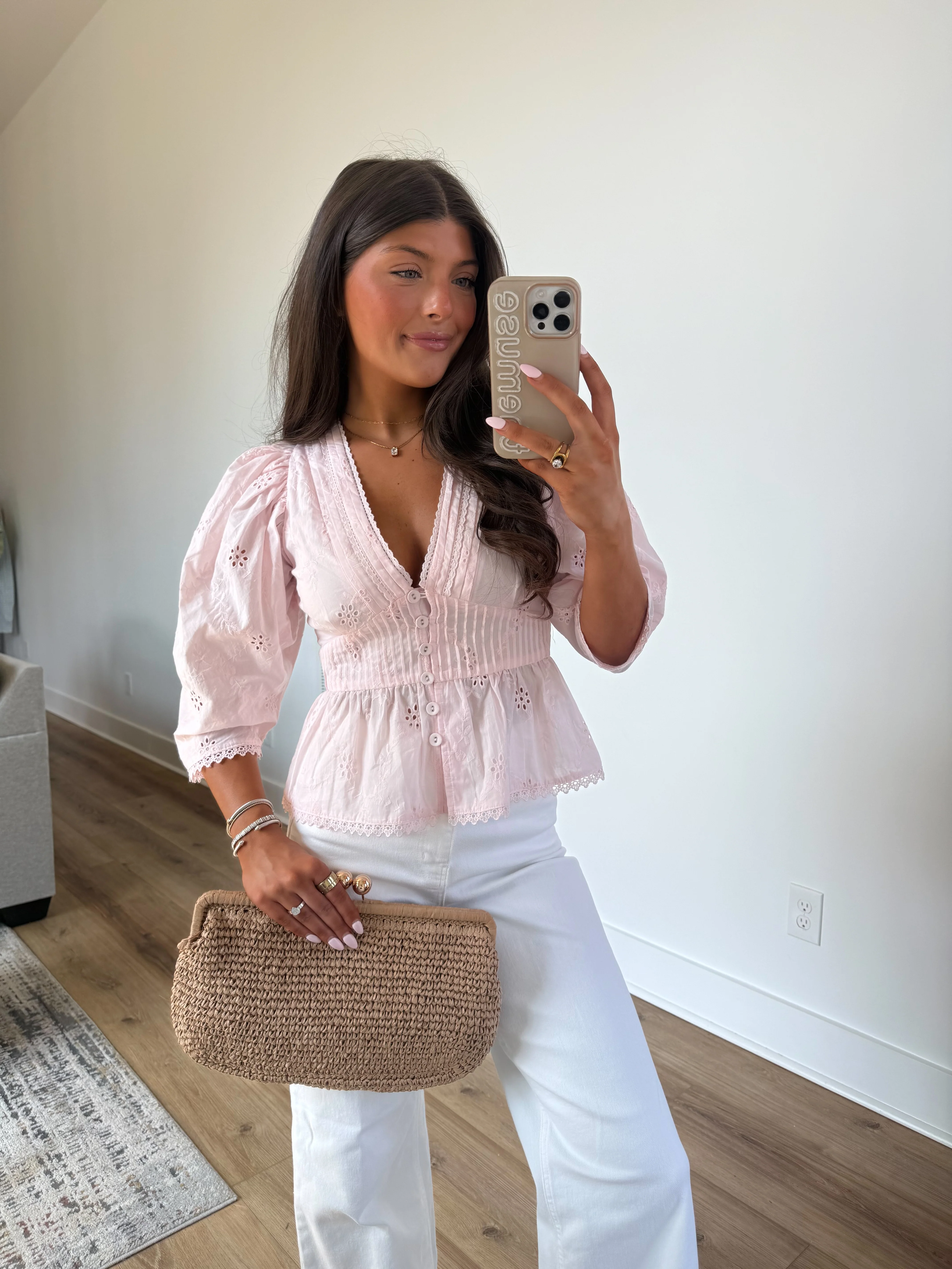 Kyndall Eyelet Top (Pink) - Image 5