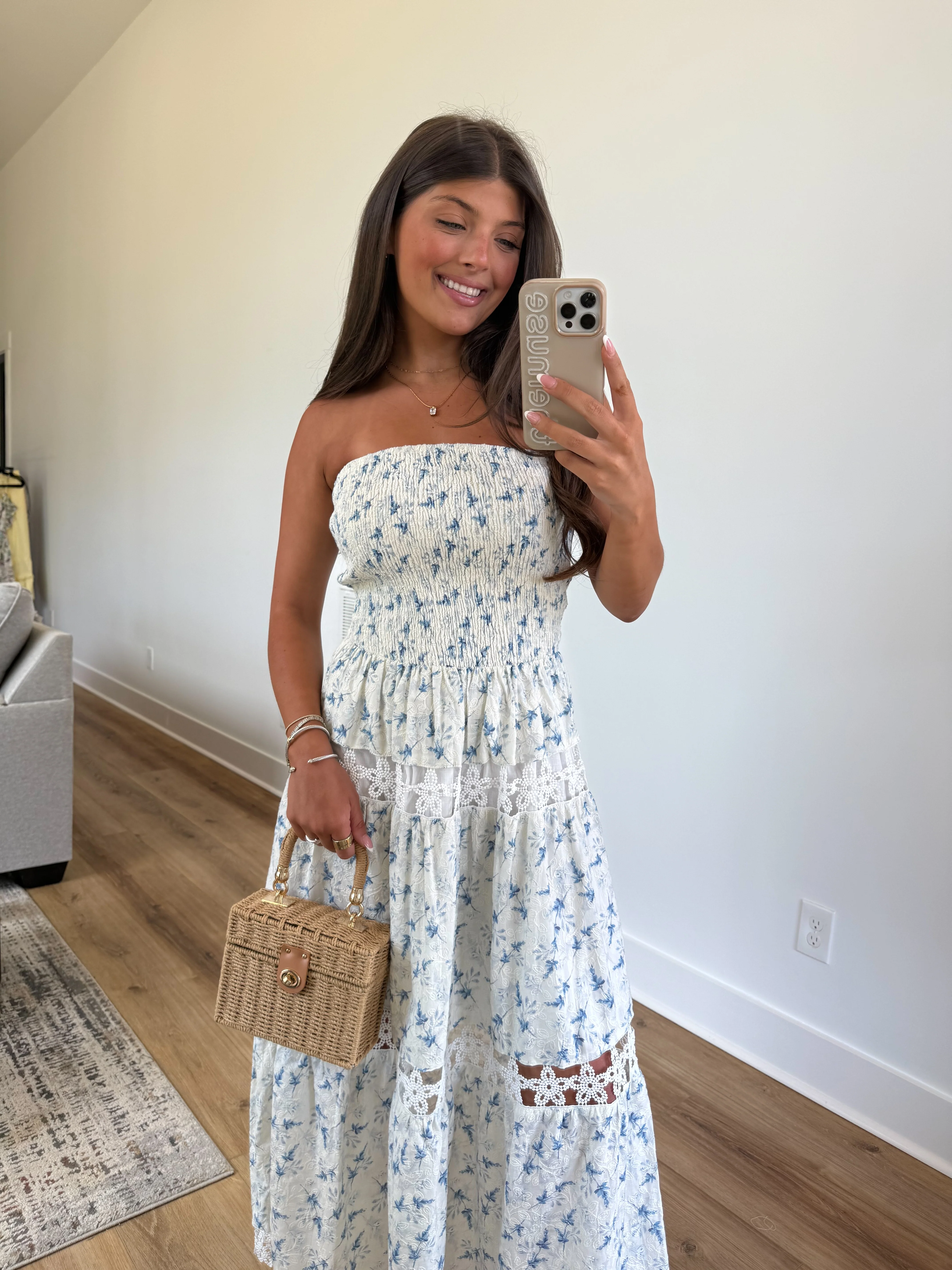 Lace Soirée Dress (Blue Florals) - Image 2