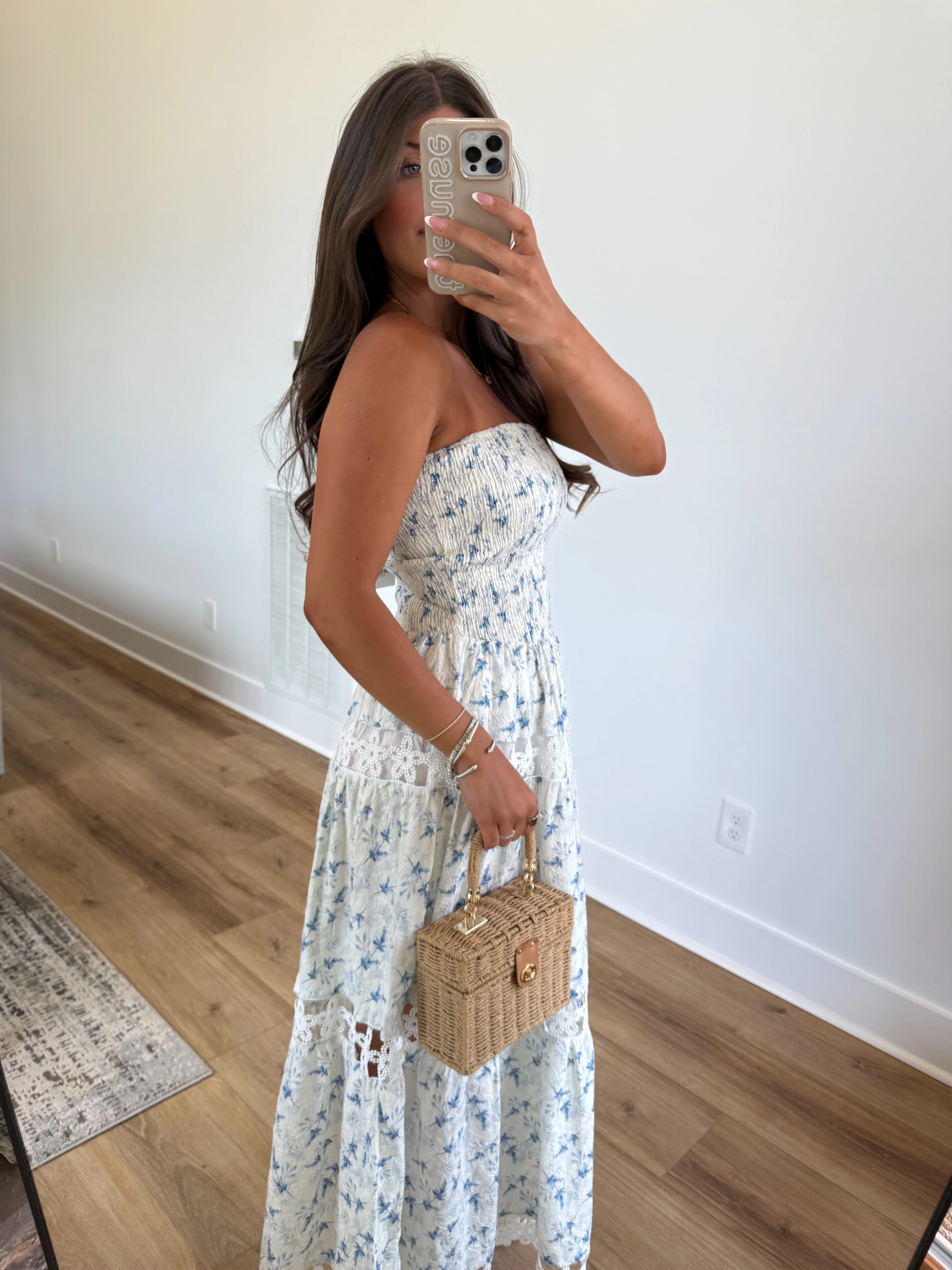 Lace Soirée Dress (Blue Florals) - Image 4