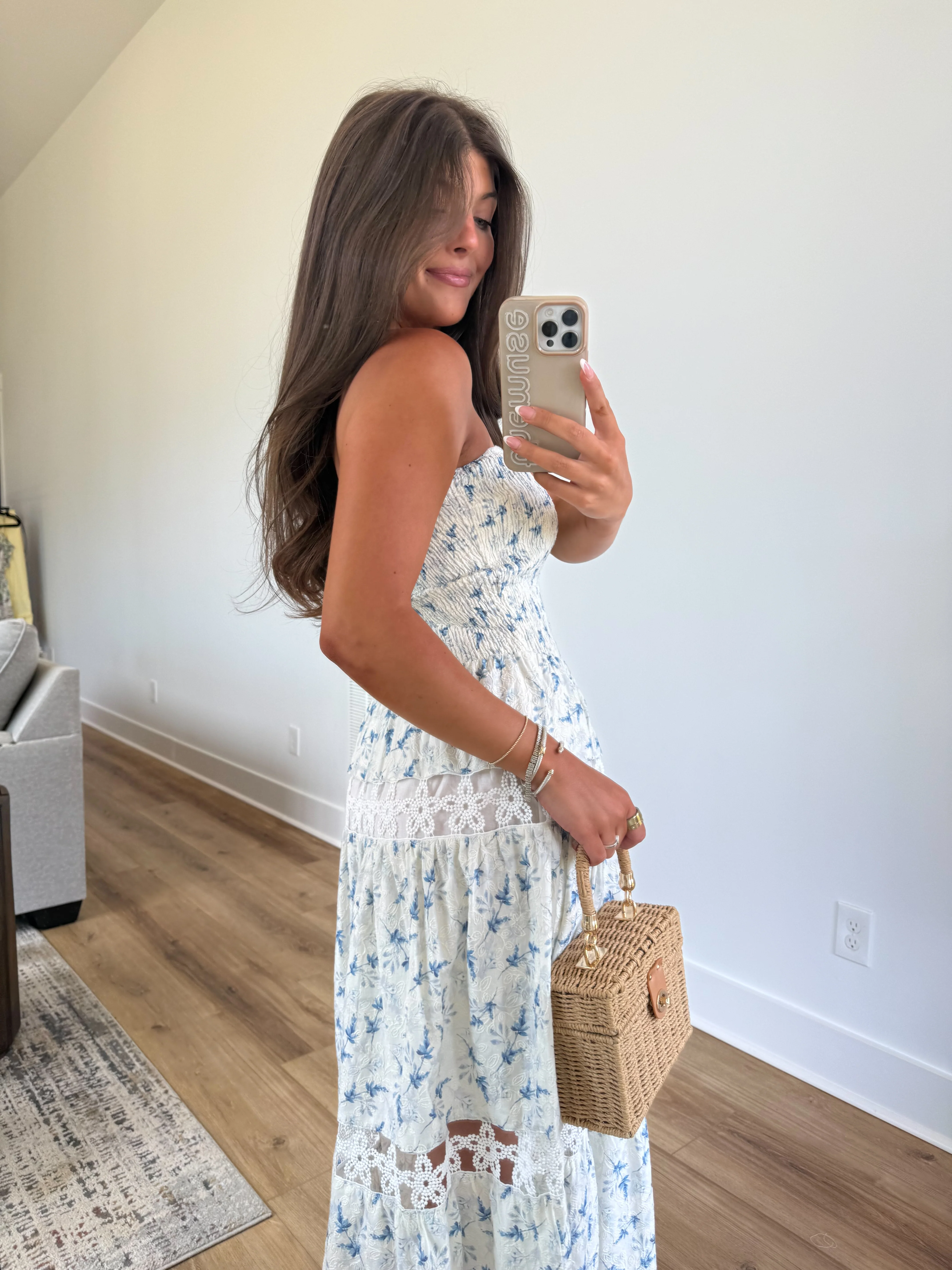 Lace Soirée Dress (Blue Florals) - Image 5