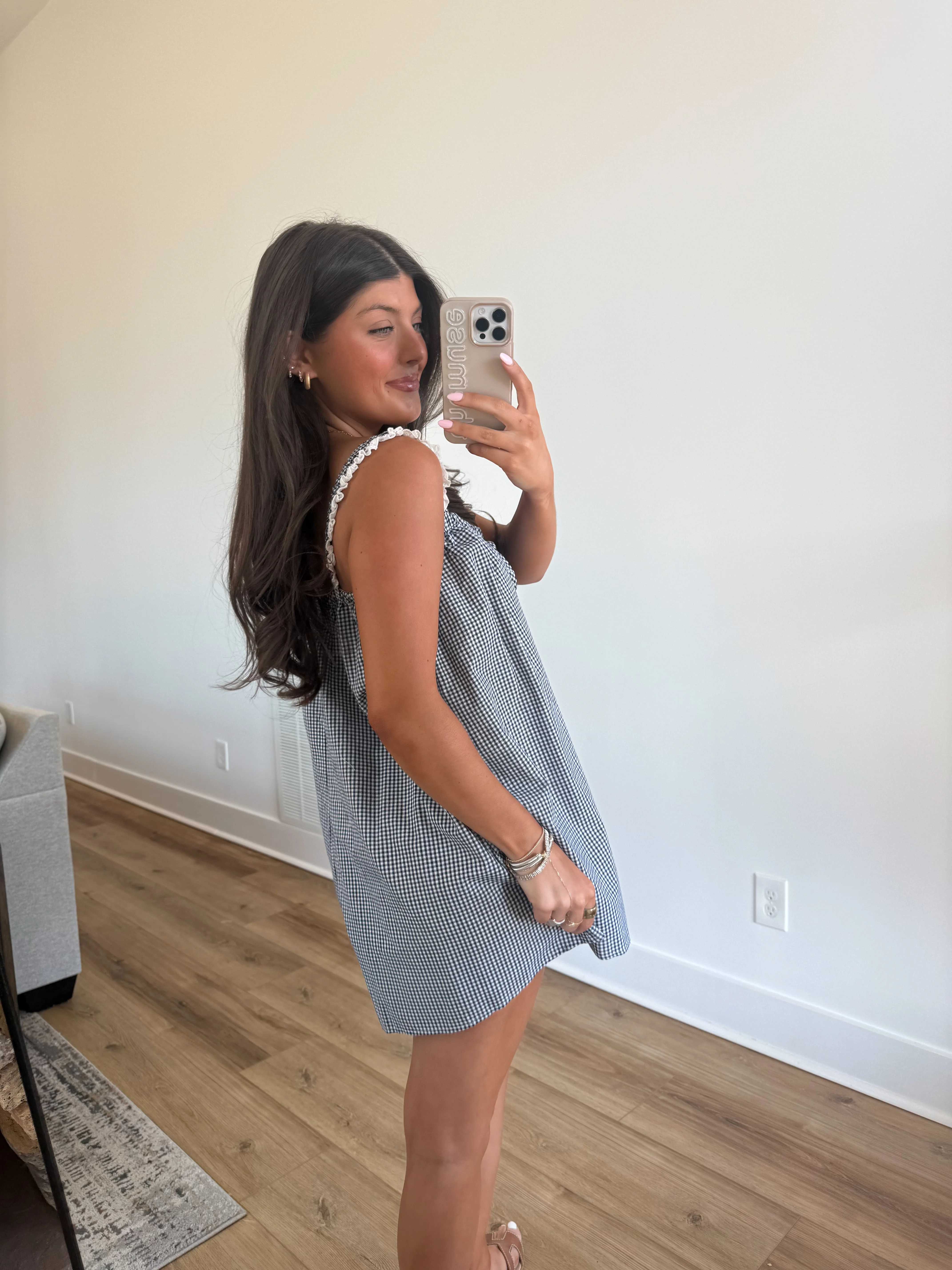 Lace Trim Gingham Romper (Restock) - Image 3