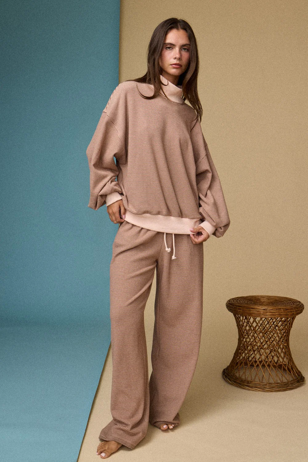 Latte Stripe Lounge Set - Image 12