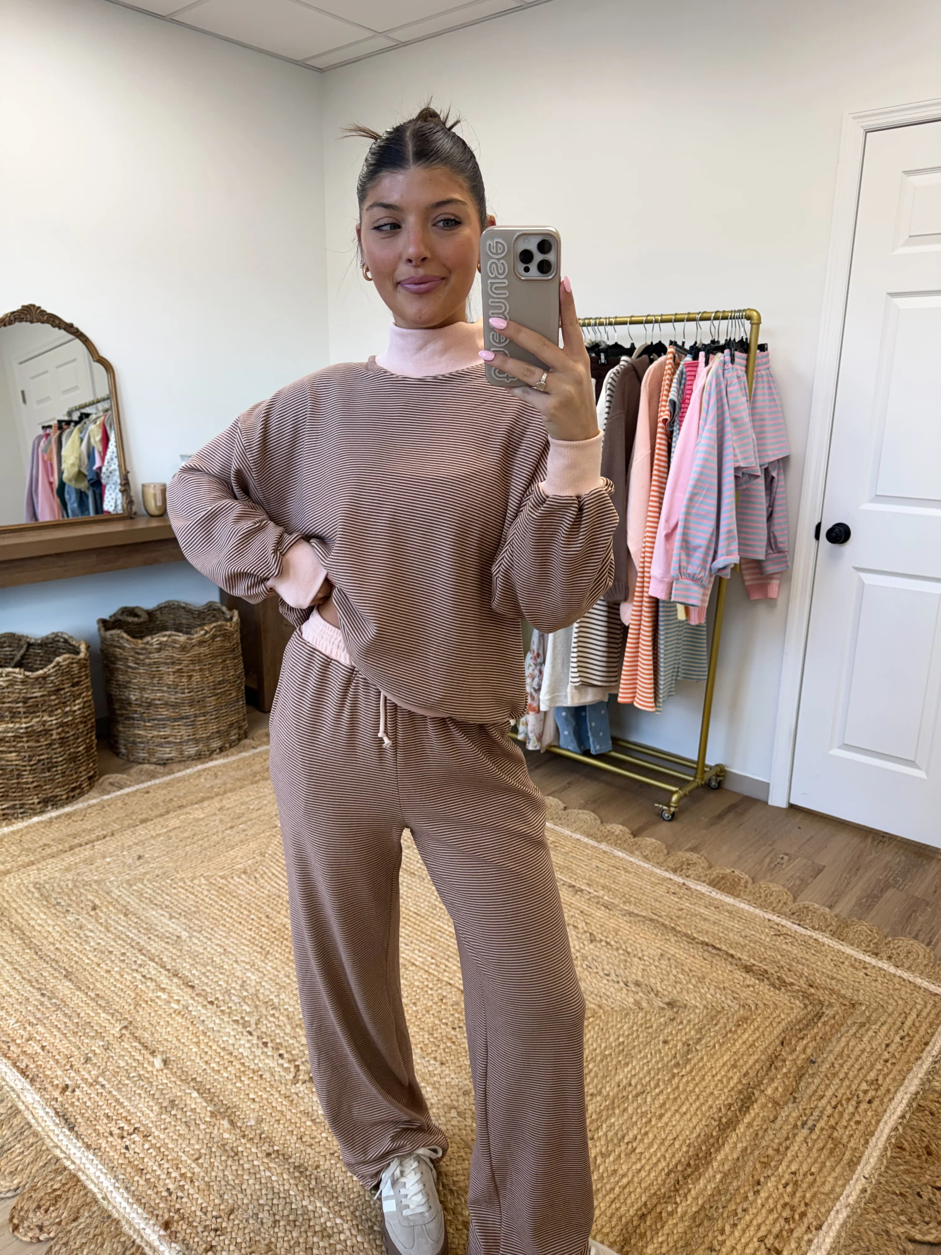 Latte Stripe Lounge Set - Image 2