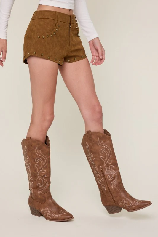 Leather Suede Micro Shorts - Image 6