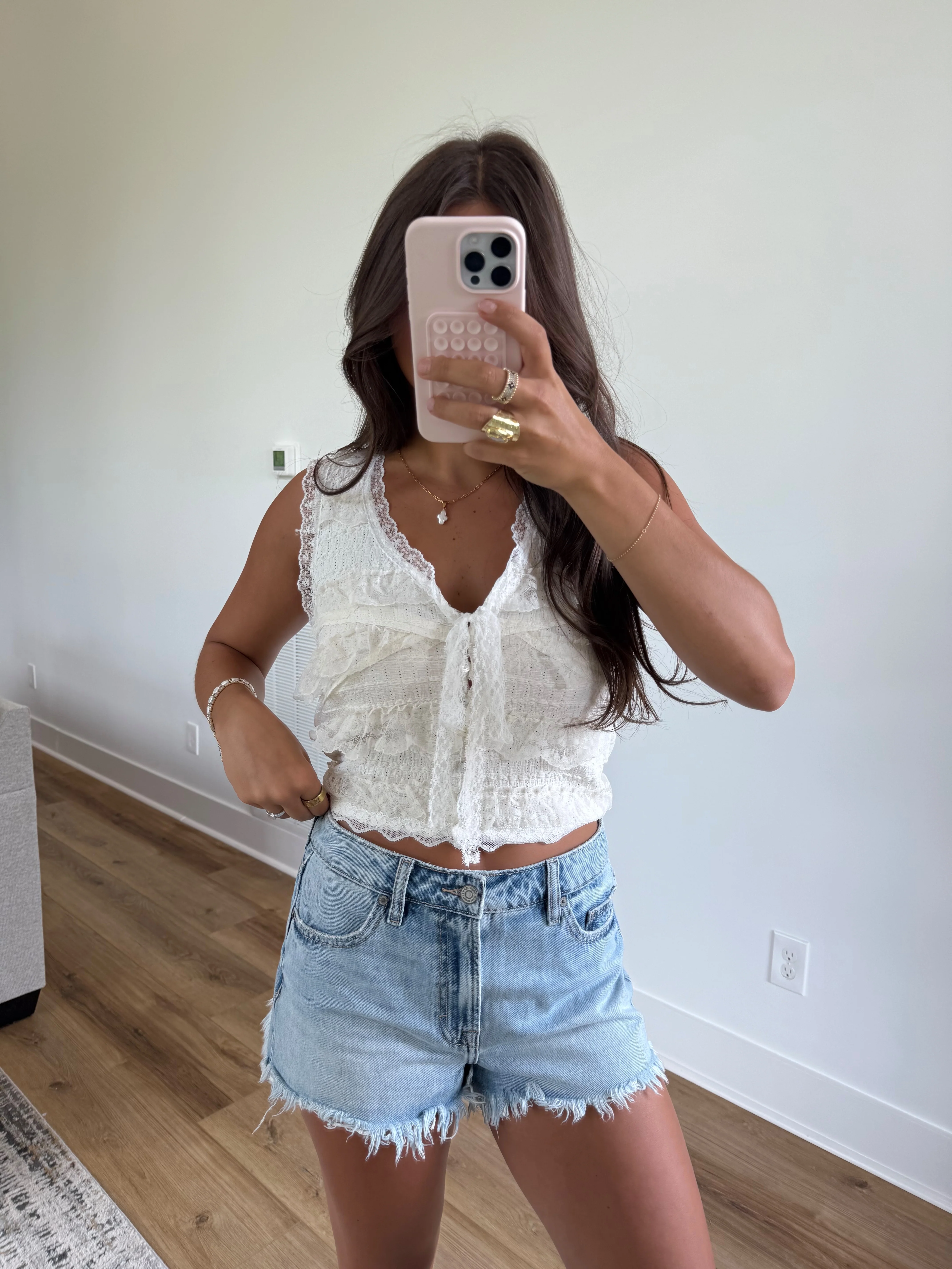 Light Wash Freyed Shorts - Image 5