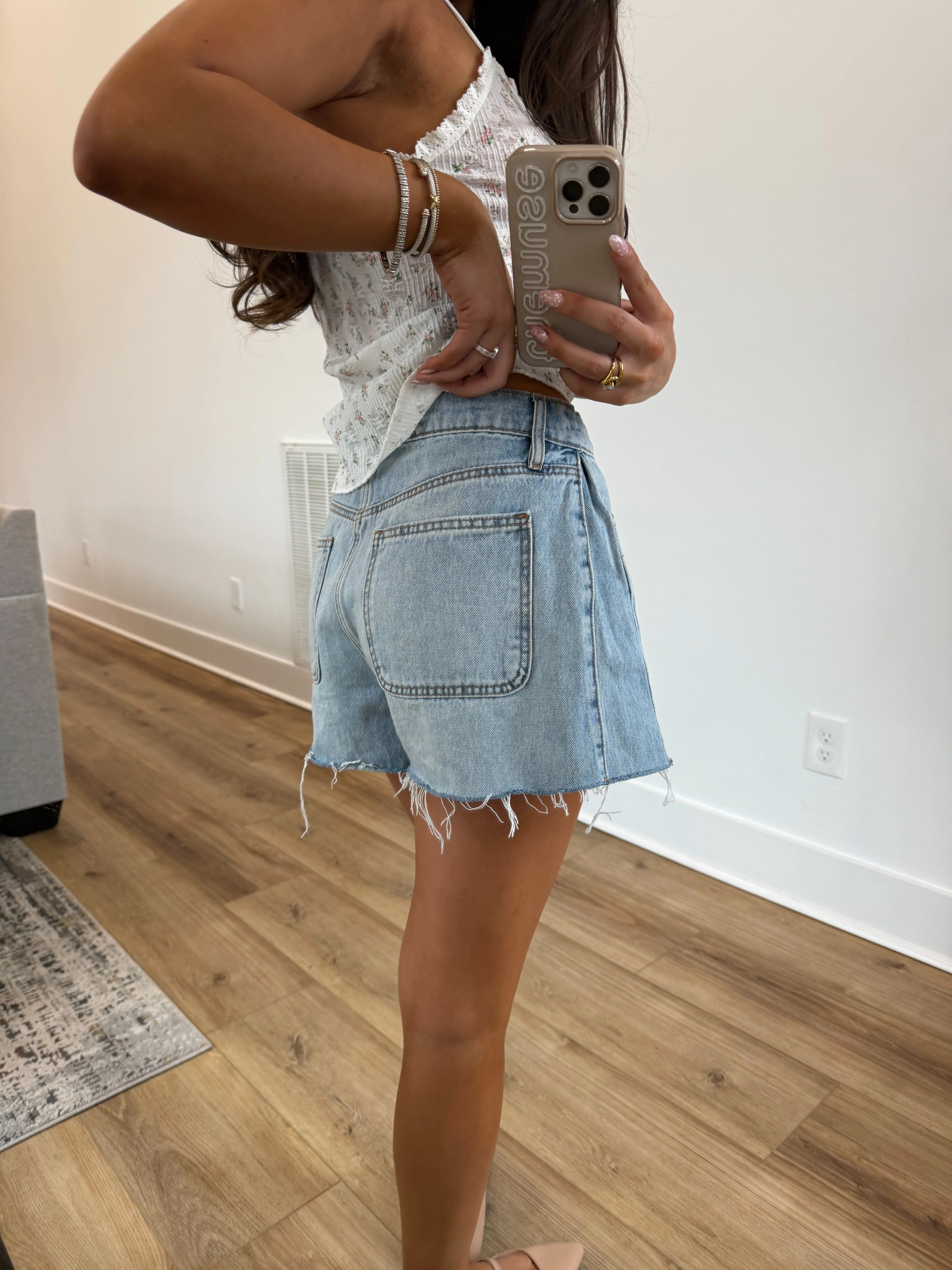 Ligth Denim Flare Shorts - Image 3