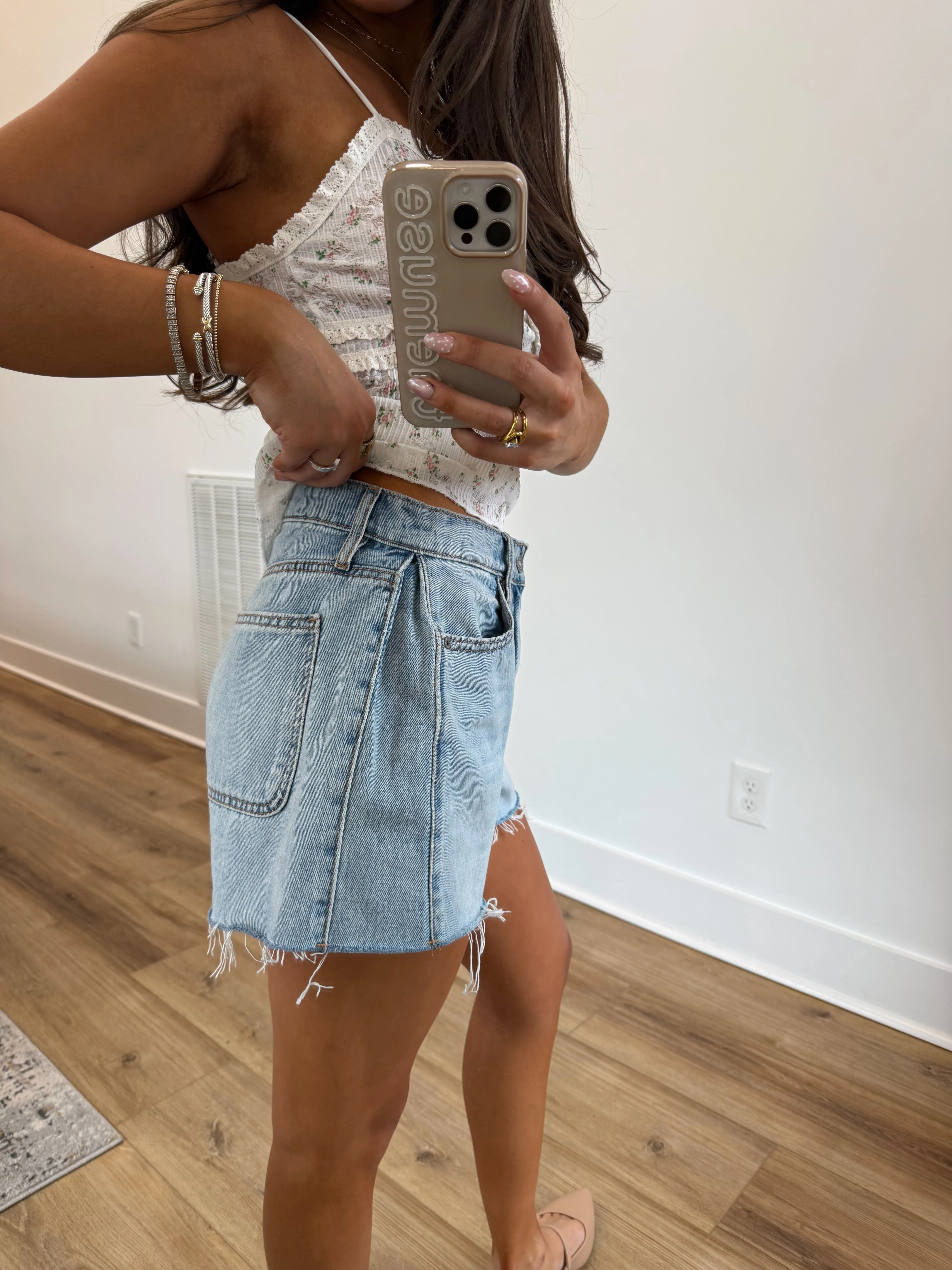 Ligth Denim Flare Shorts - Image 5