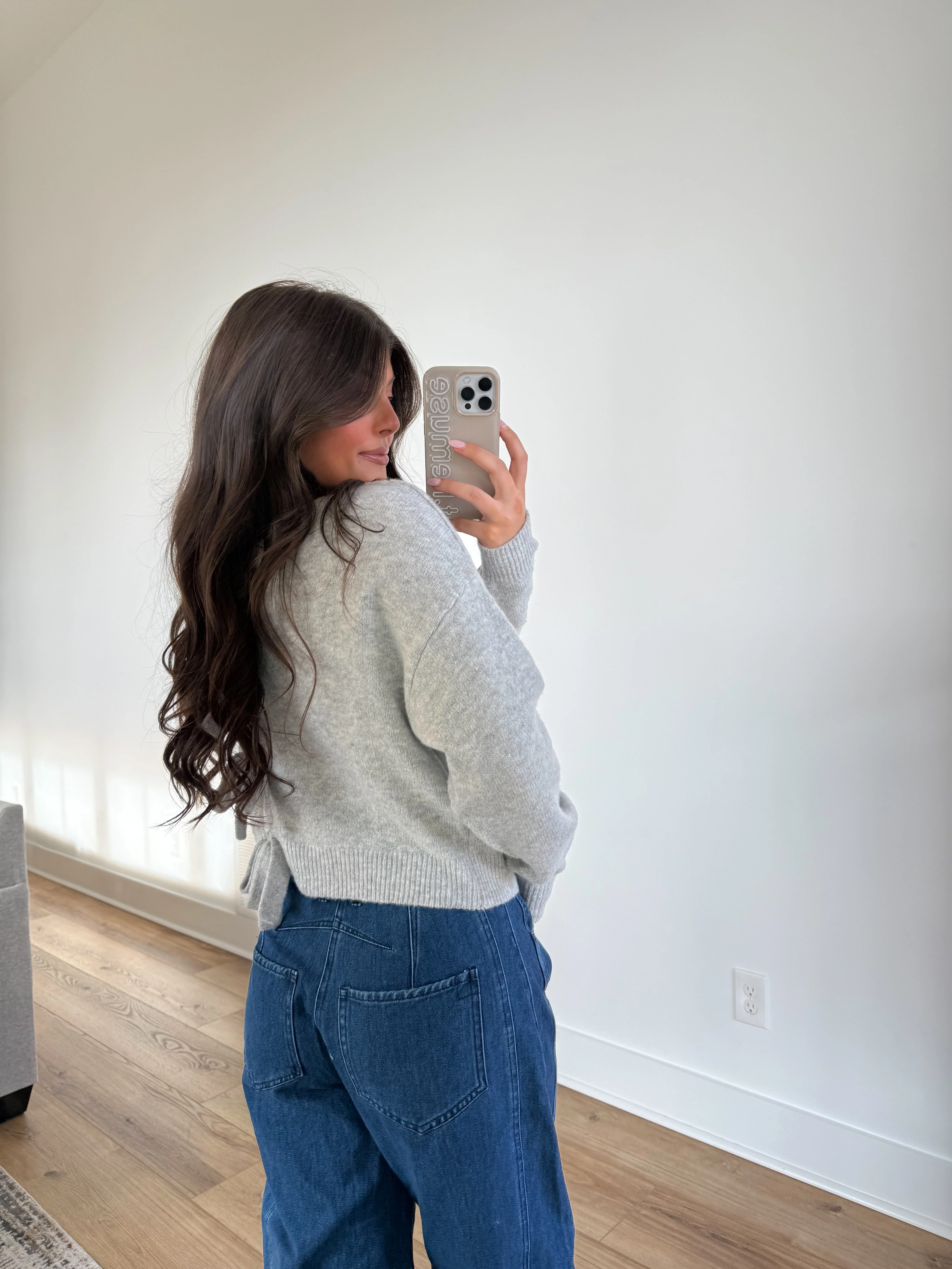 Lillian Bow Sweater (Grey) - Image 3