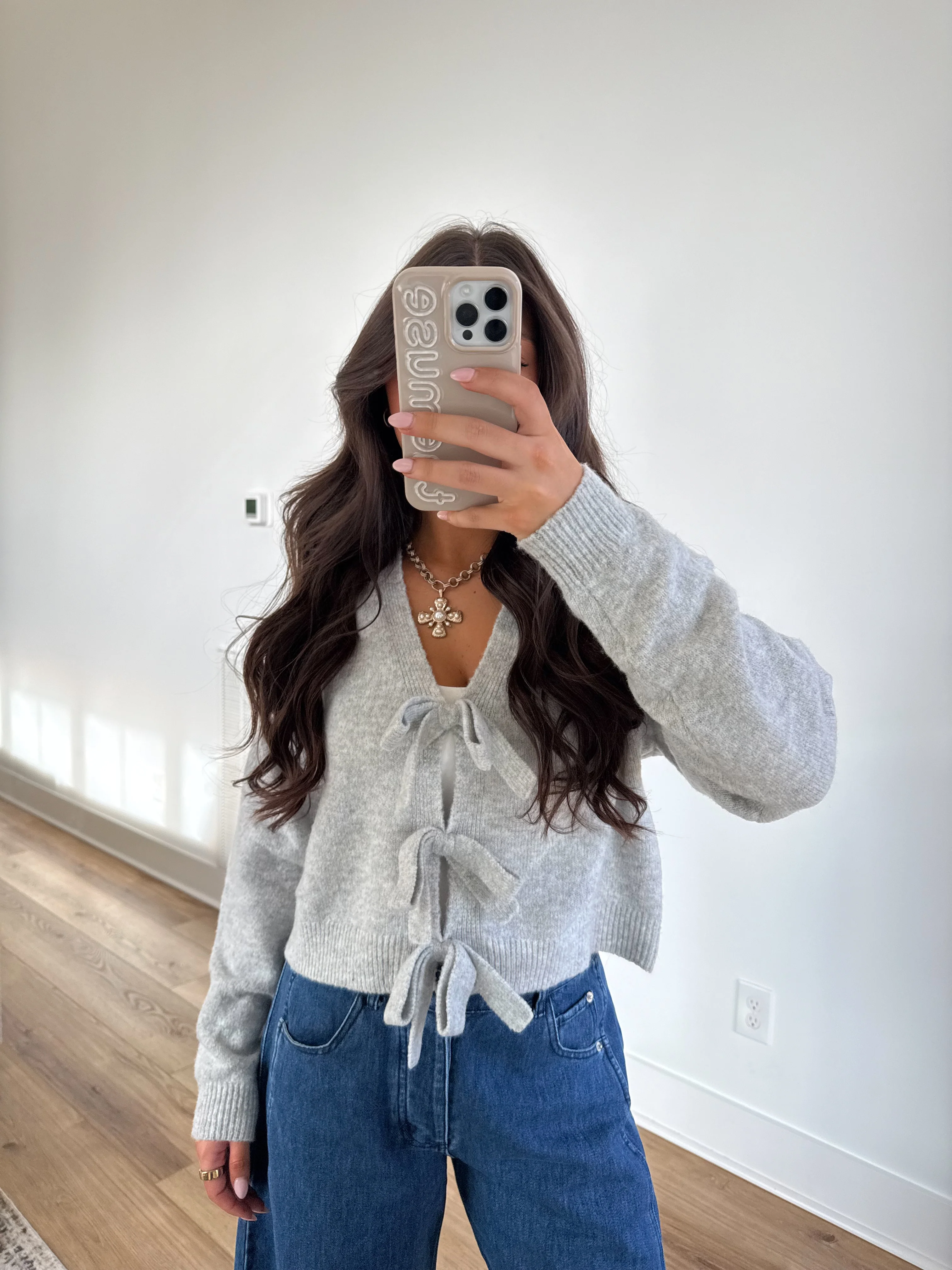 Lillian Bow Sweater (Grey) - Image 4