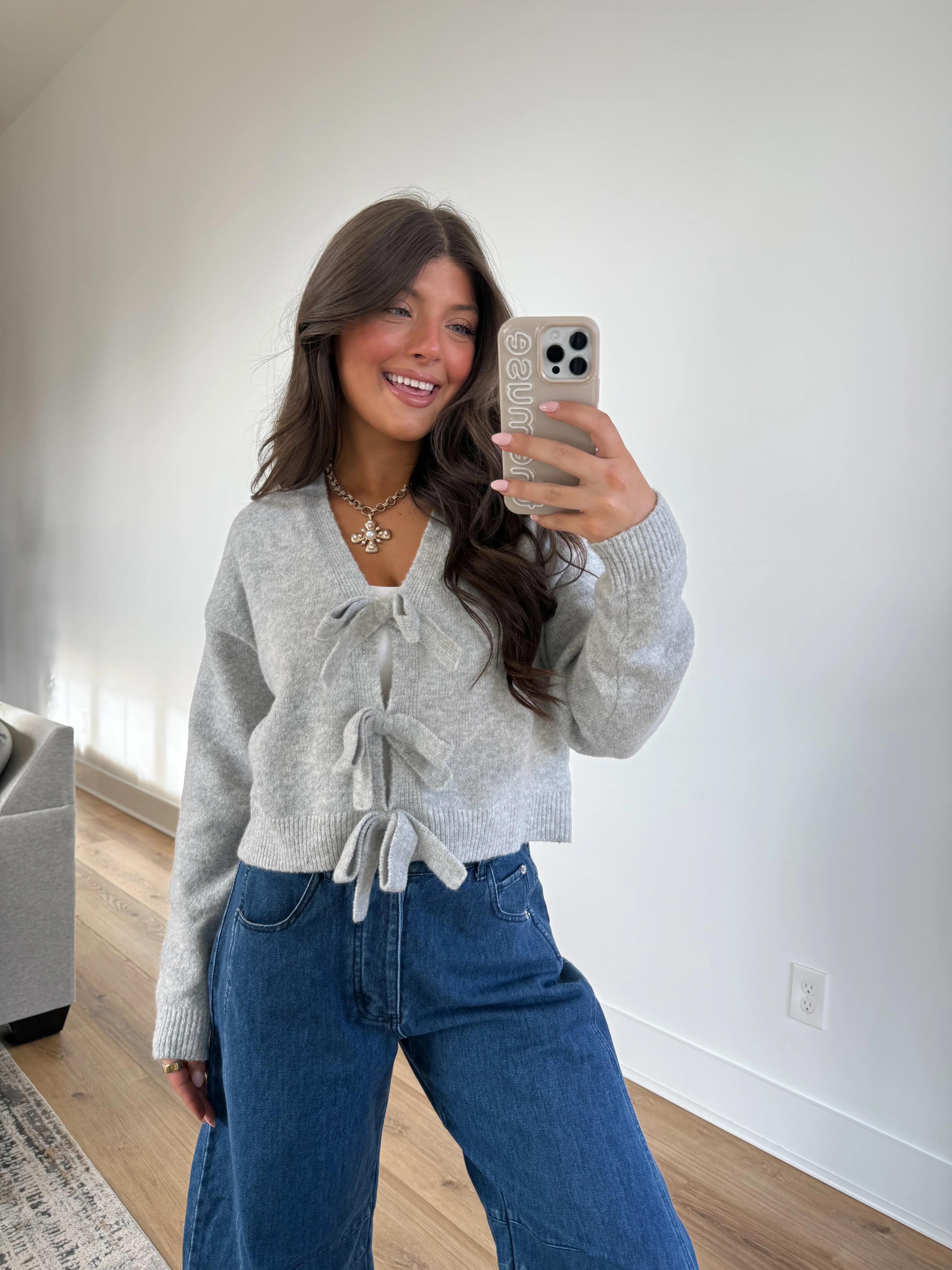 Lillian Bow Sweater (Grey) - Image 6