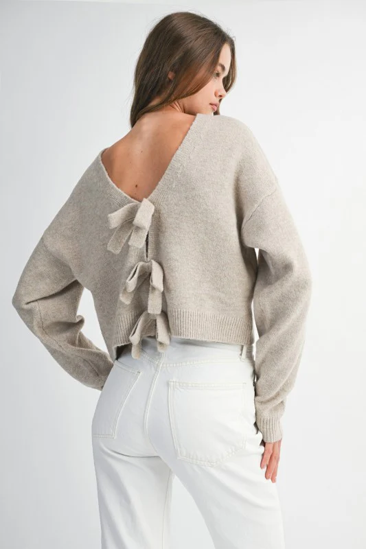 Lillian Bow Sweater (Light Taupe) - Image 7