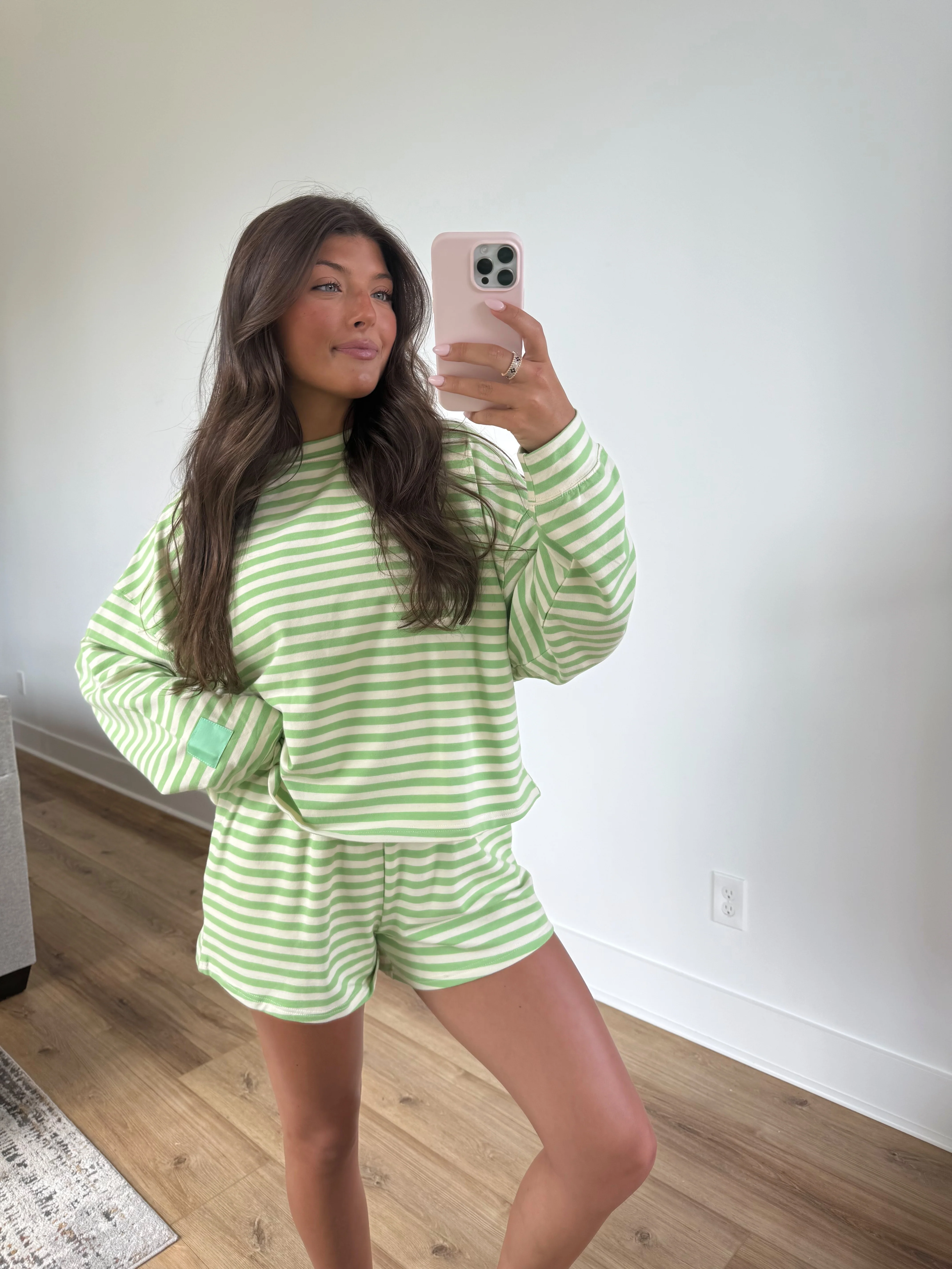 Lime Stripe Shorts Set - Image 2