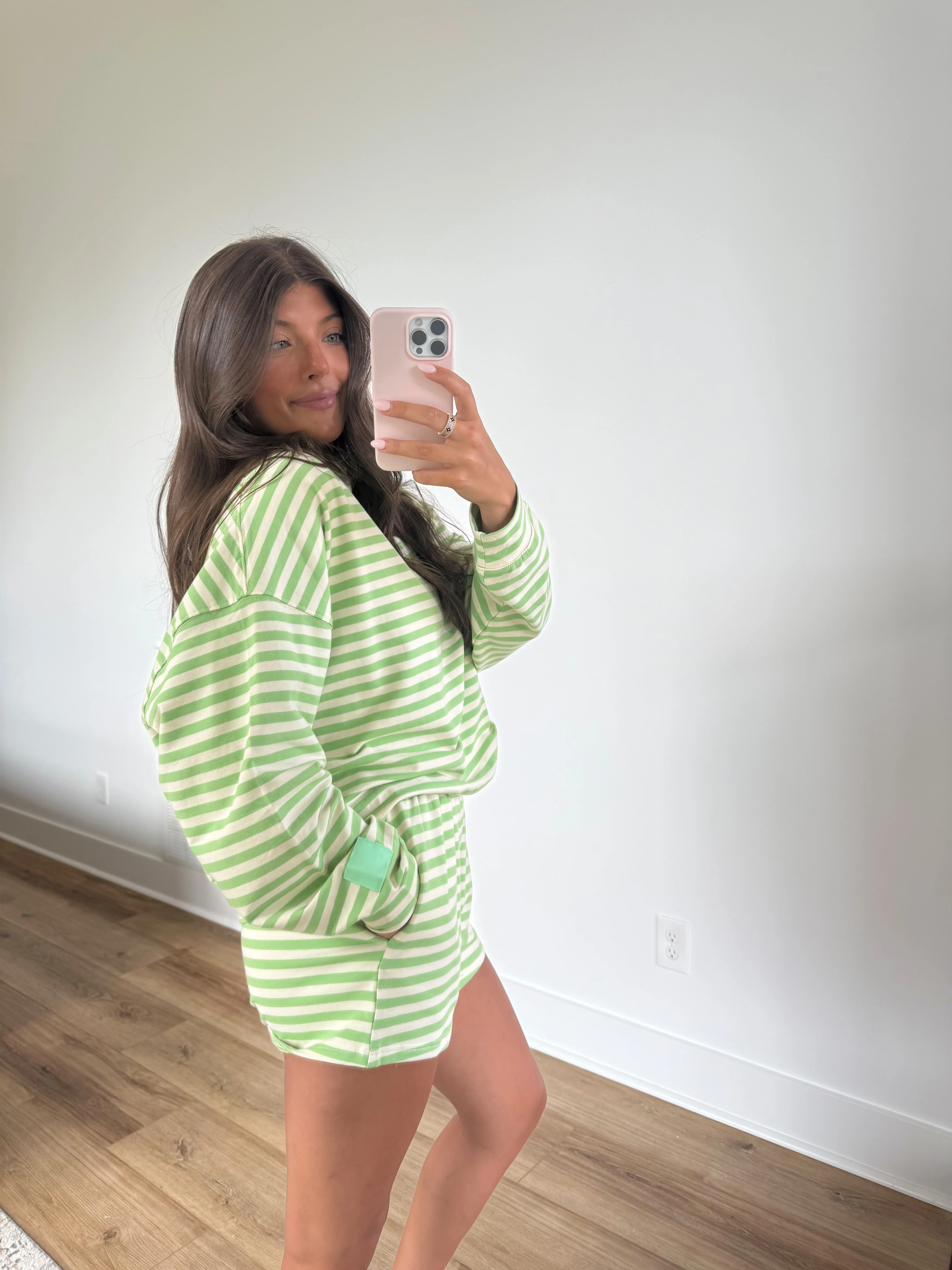 Lime Stripe Shorts Set - Image 3