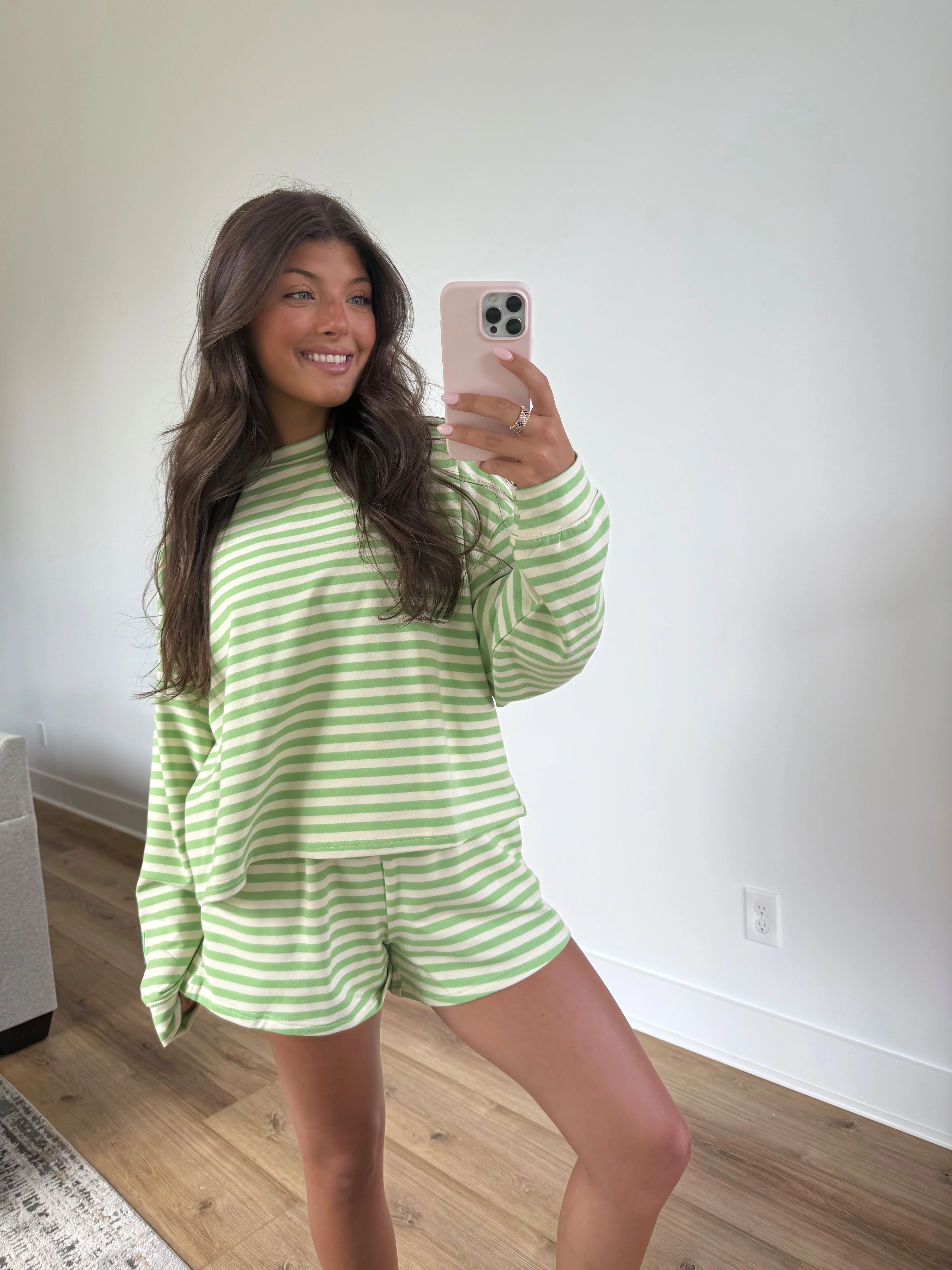 Lime Stripe Shorts Set - Image 4