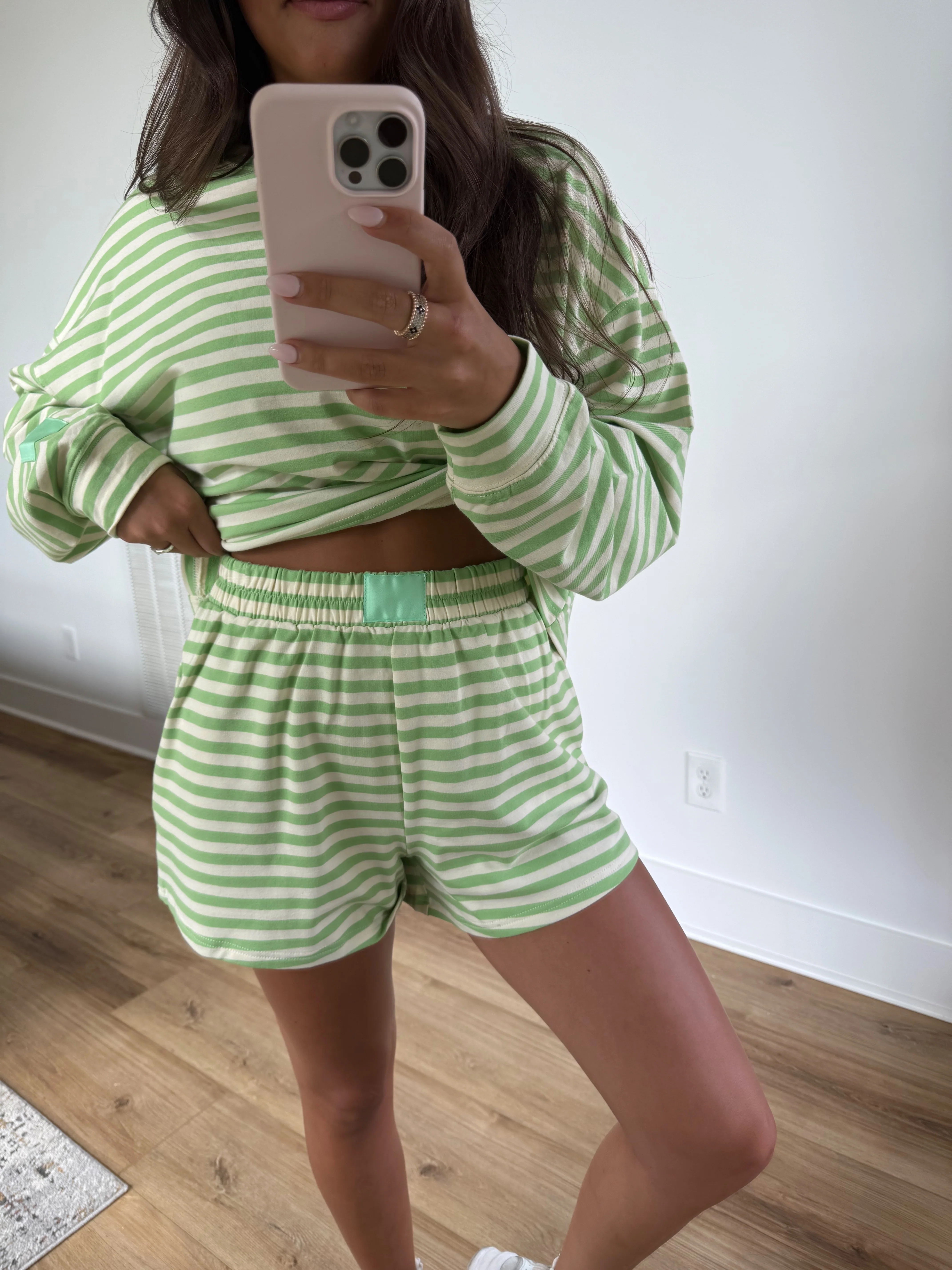 Lime Stripe Shorts Set - Image 5