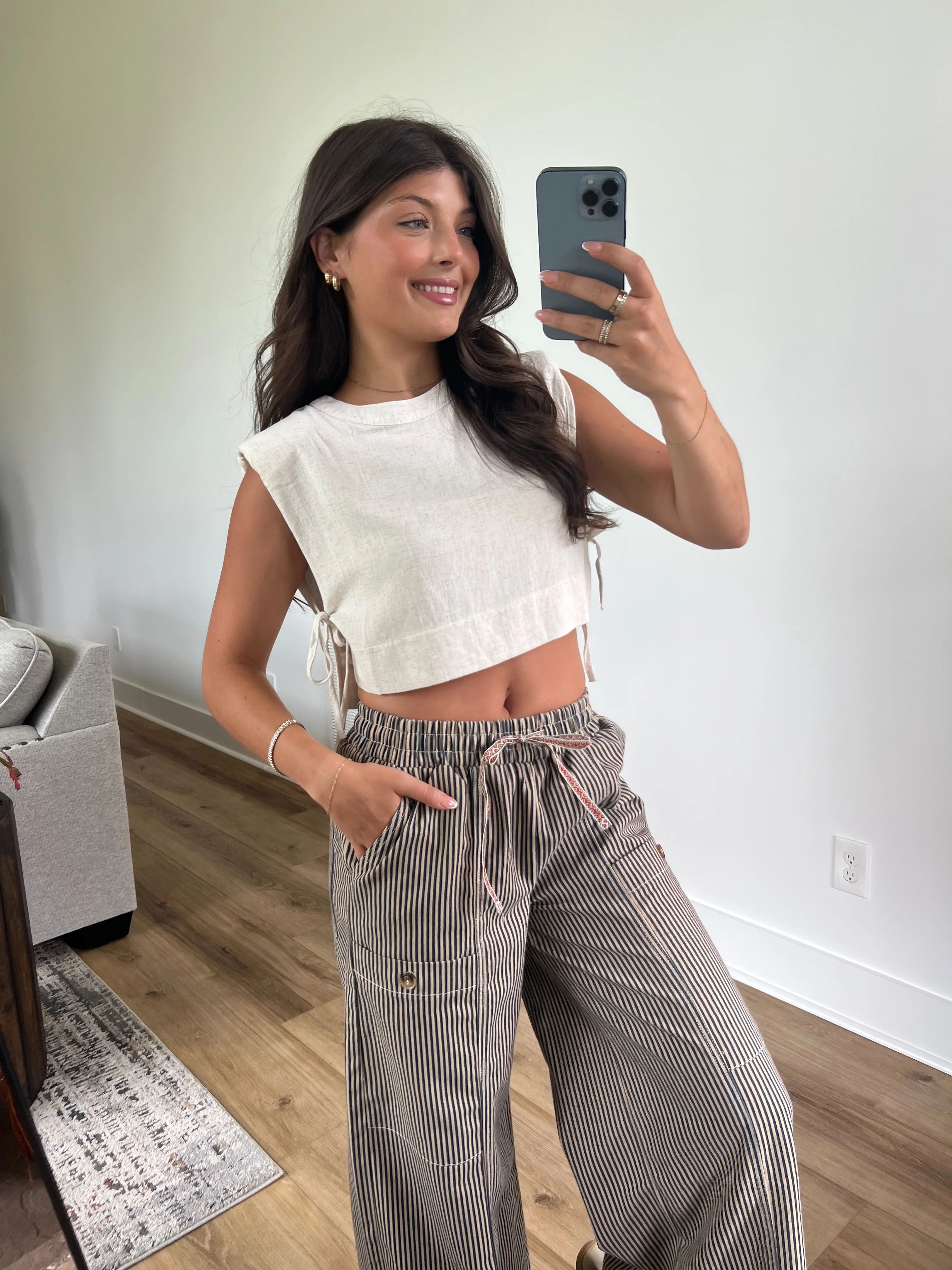 Linen Side Tie Top - Image 2