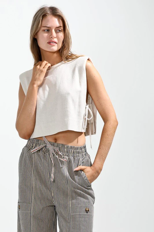 Linen Side Tie Top - Image 5