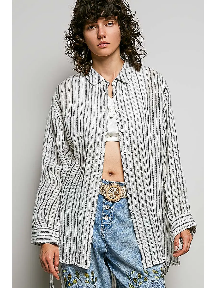 Linen Stripes Blouse - Image 7