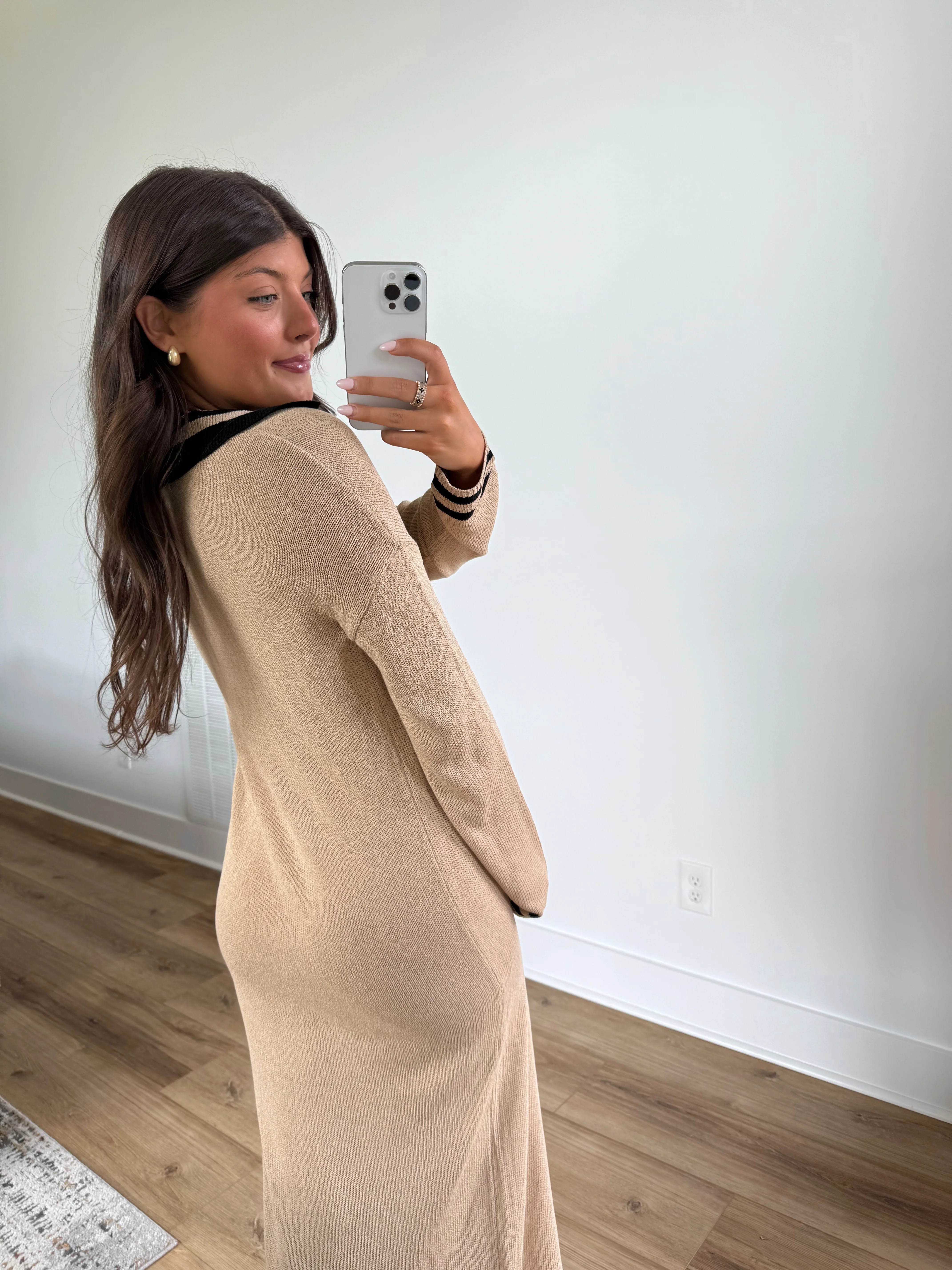 Long Sleeve Polo Sweater Dress - Image 3