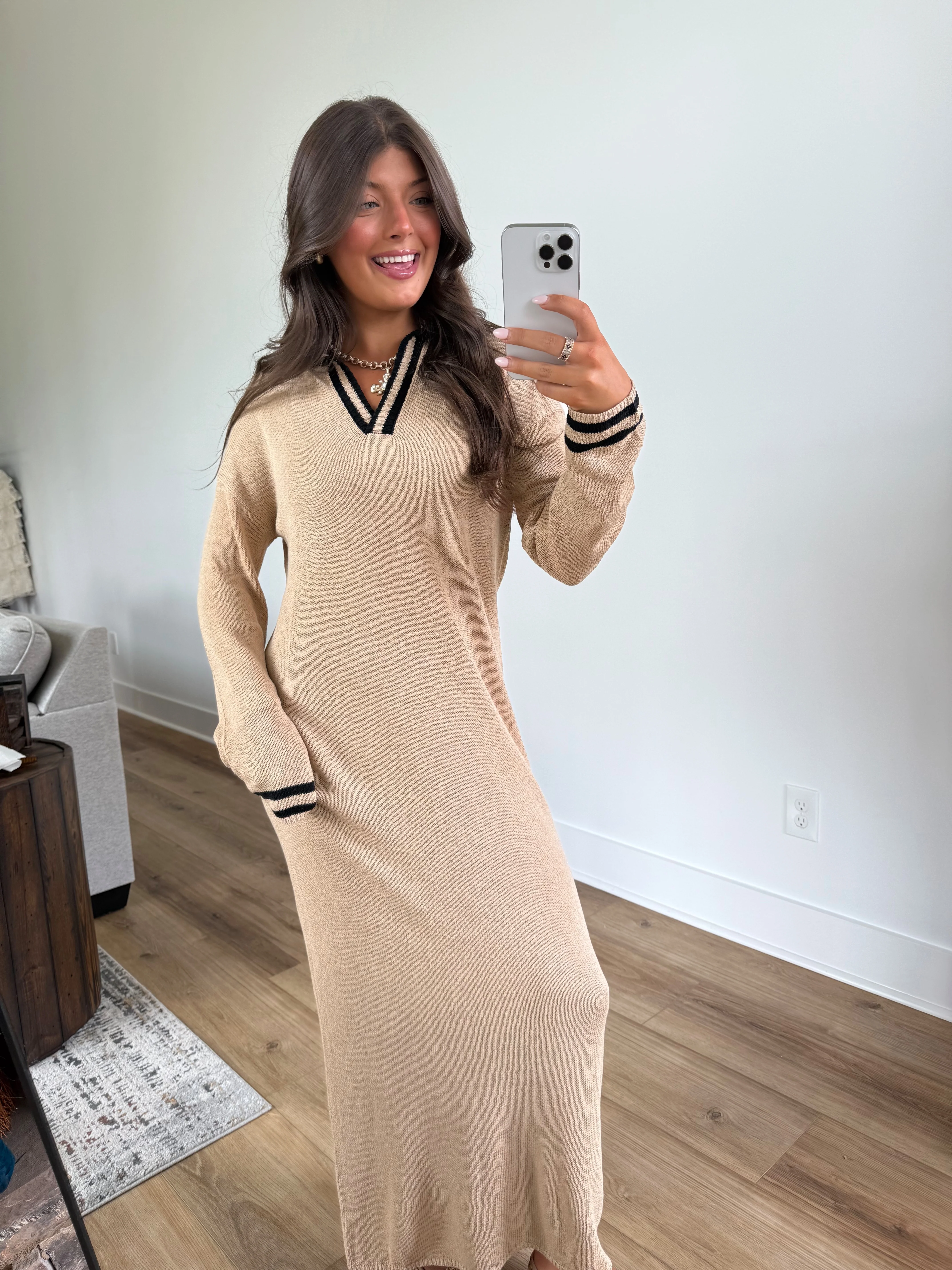 Long Sleeve Polo Sweater Dress - Image 4