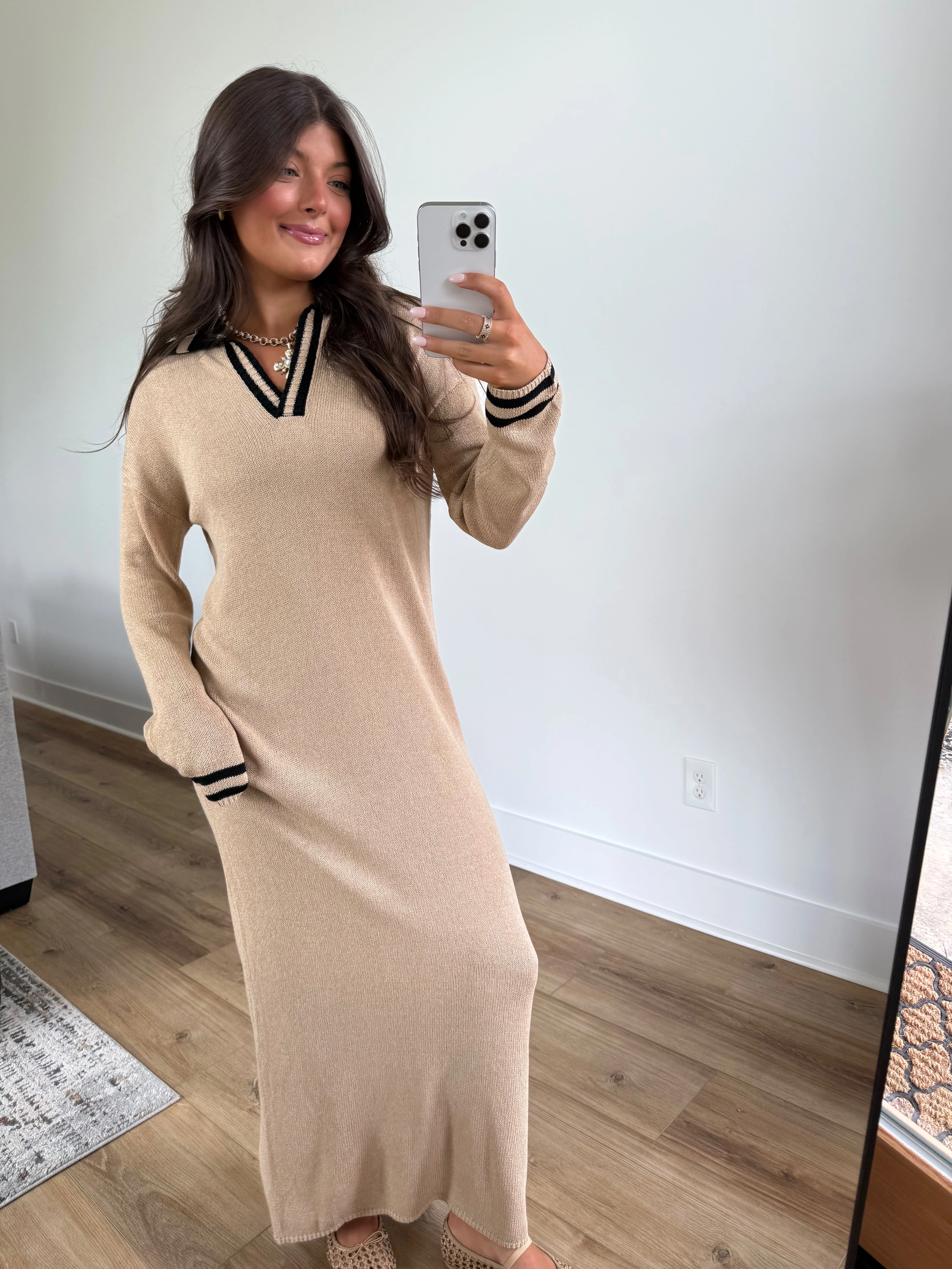 Long Sleeve Polo Sweater Dress - Image 6