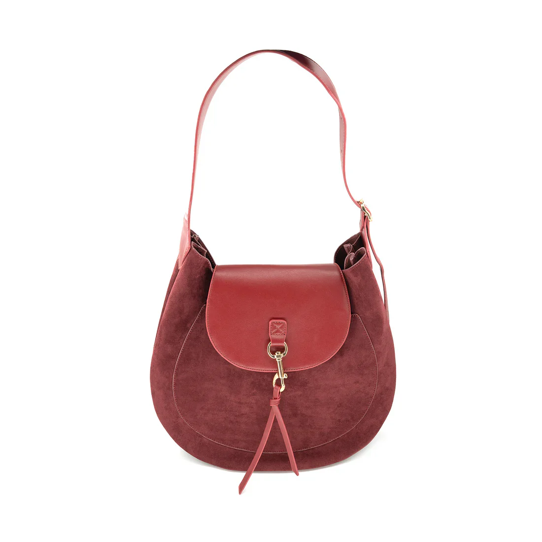 Merlot Suede Saddle Bag - Image 3