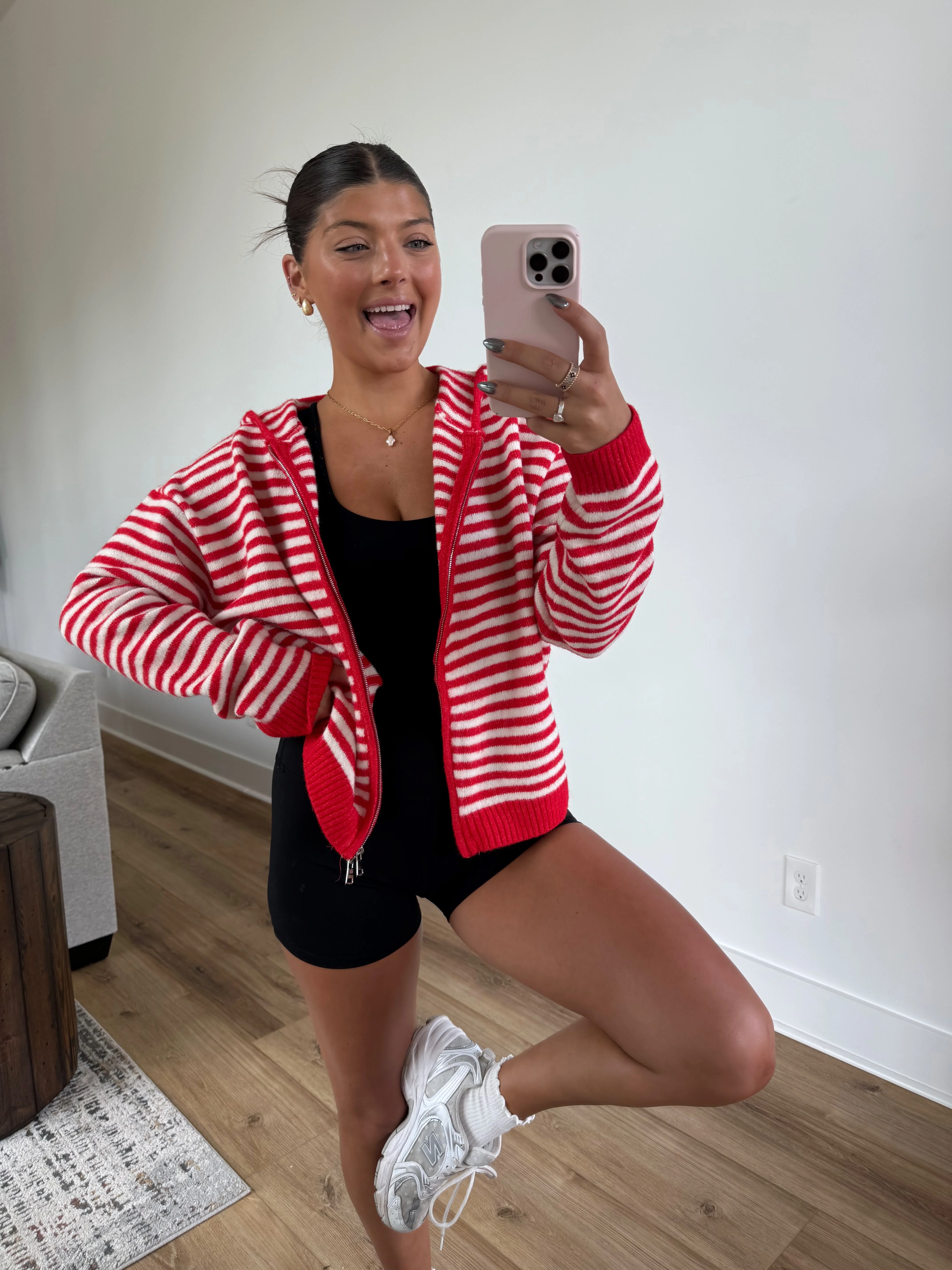 Millie Stripe Zip-Up (Red) - Image 2