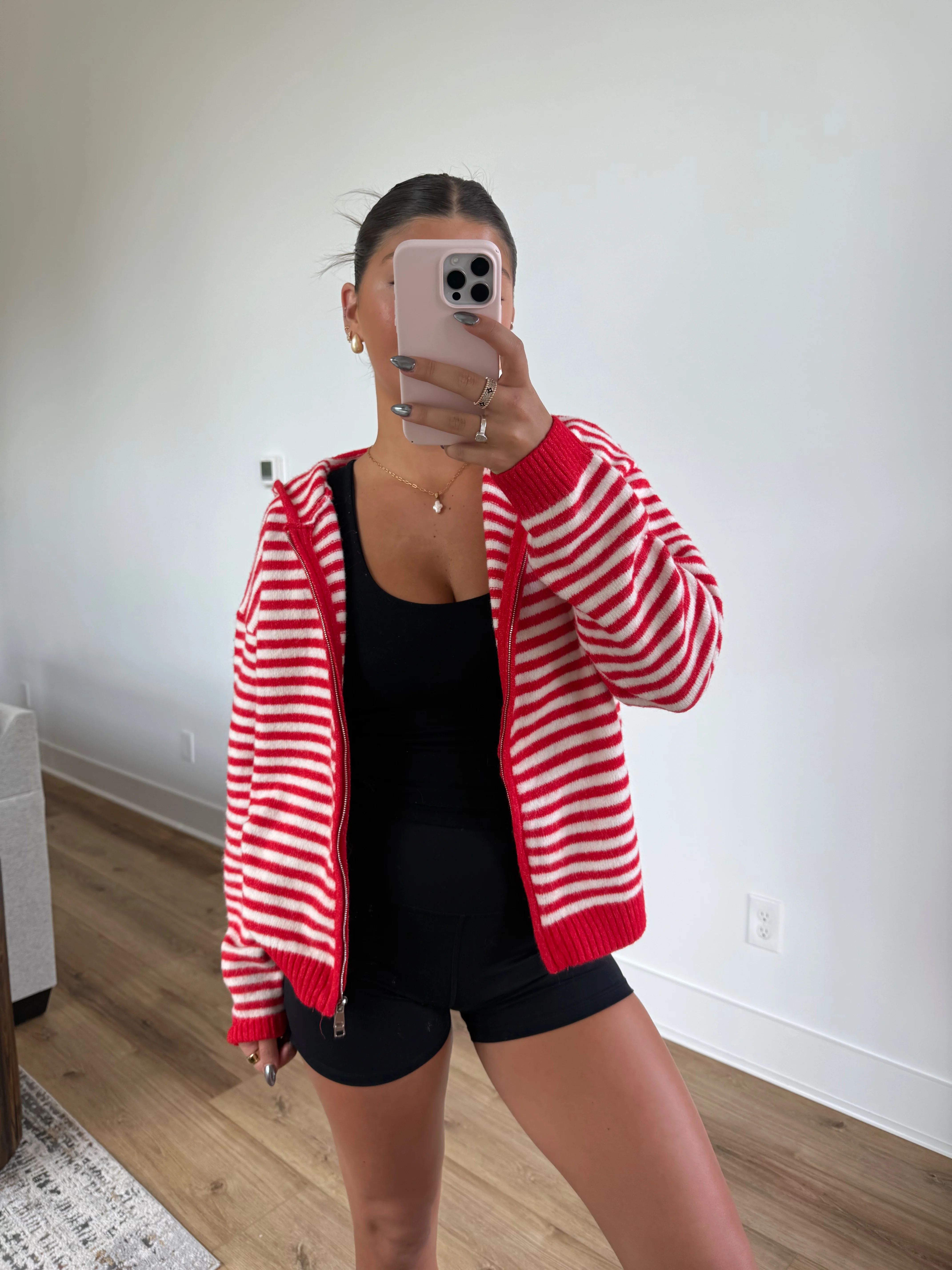 Millie Stripe Zip-Up (Red) - Image 4