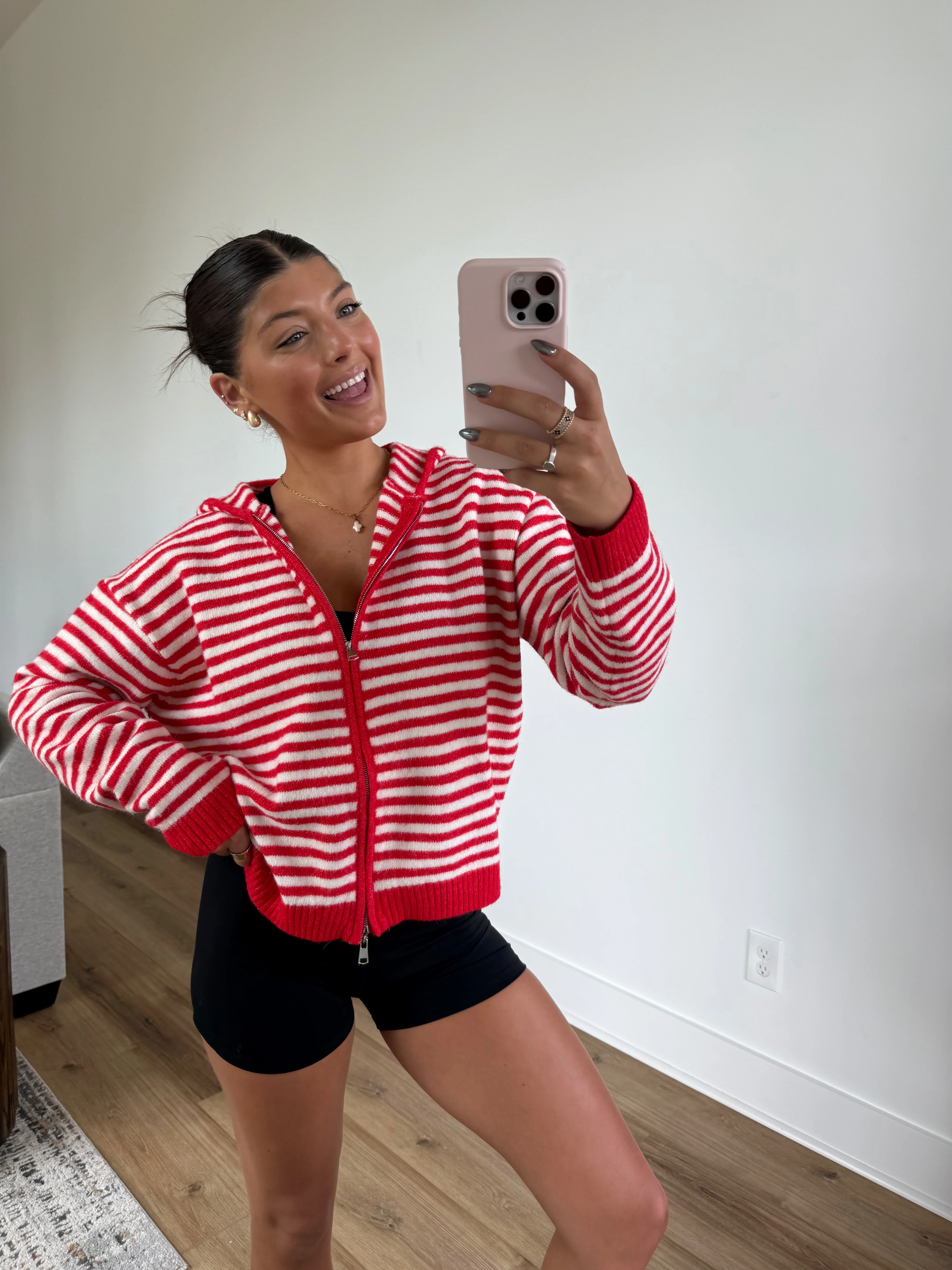 Millie Stripe Zip-Up (Red) - Image 5