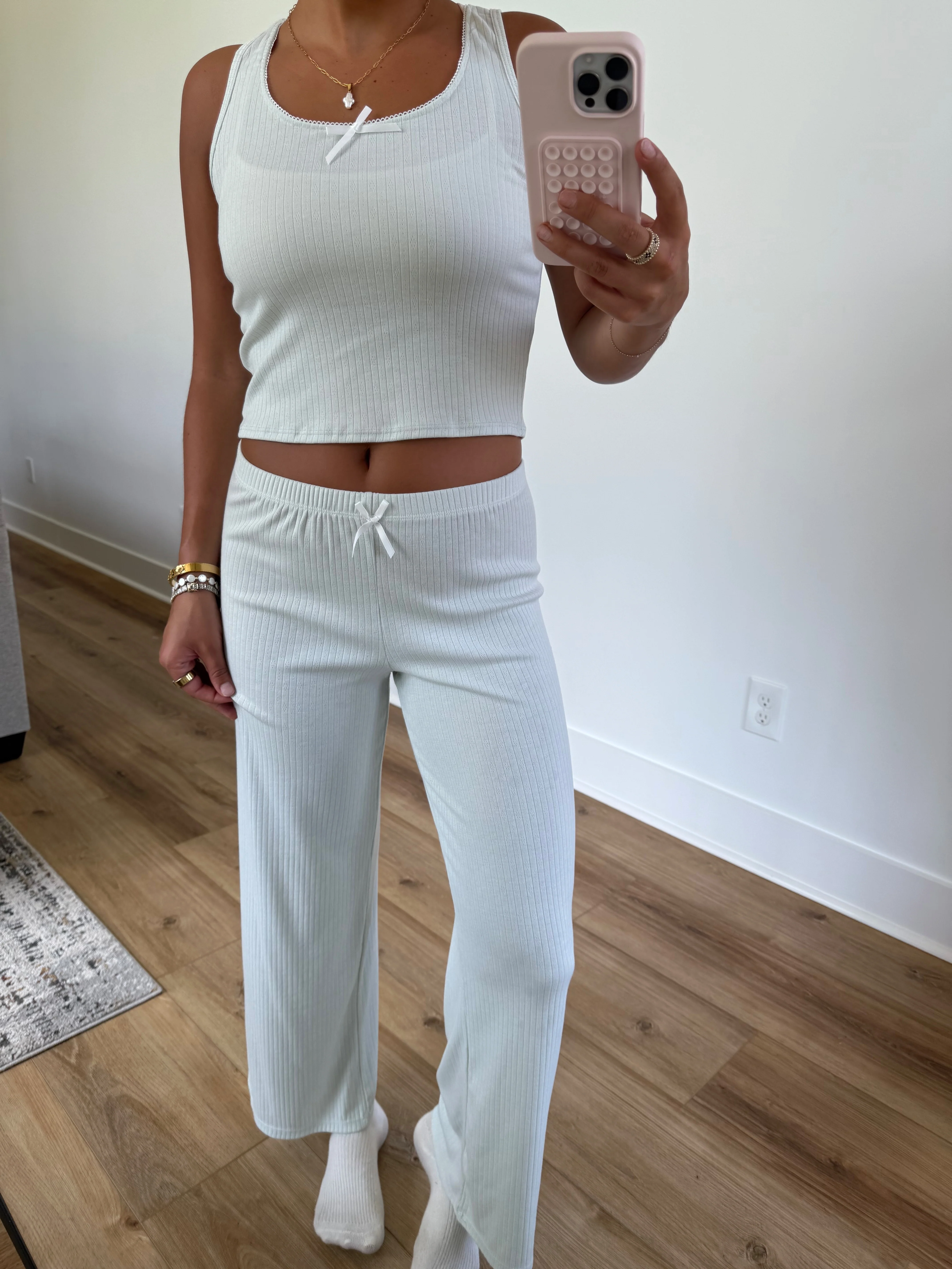 Mint Pointelle PJ PANTS - Image 2