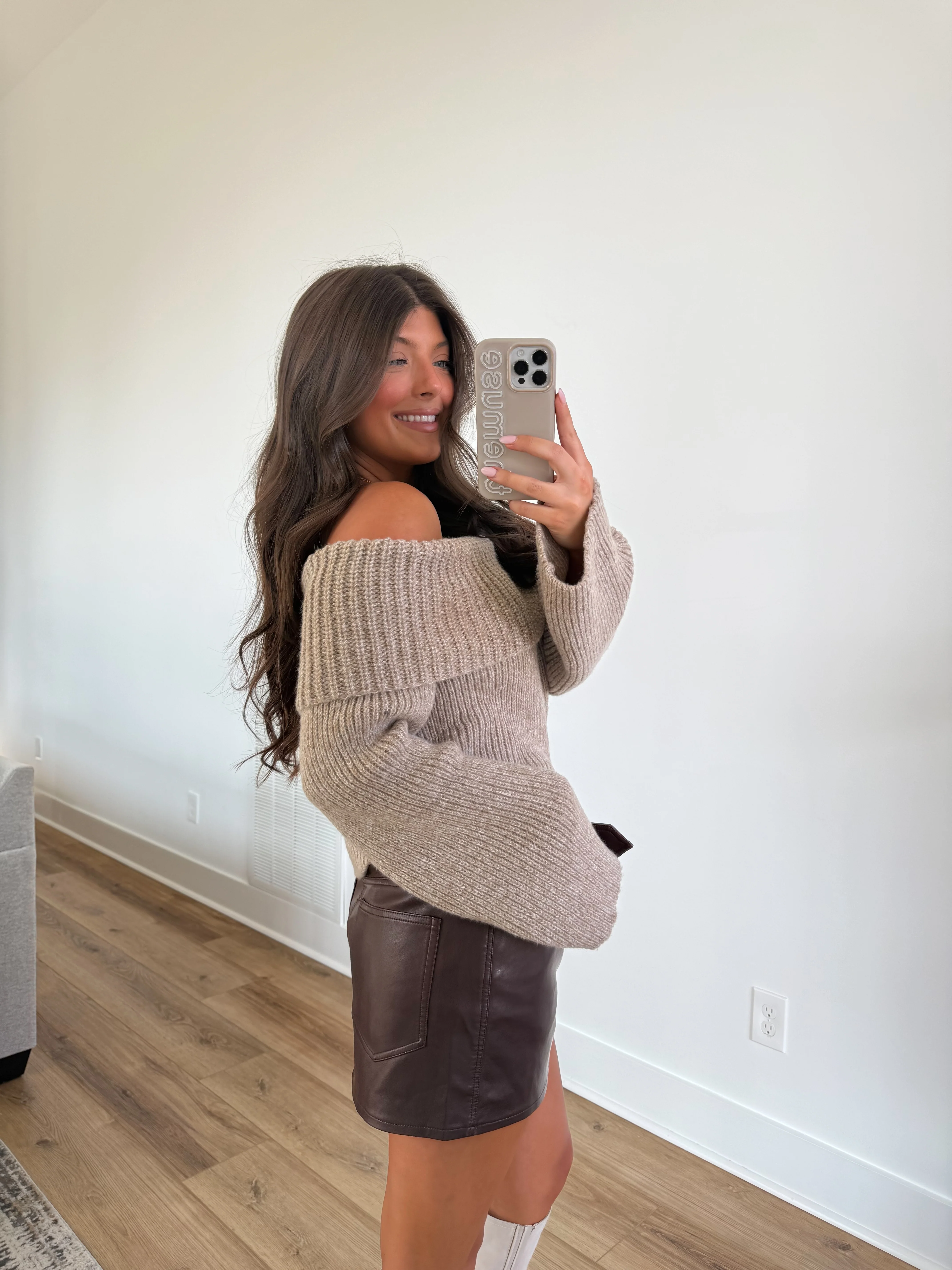 Mocha Off-Shoulder Knit - Image 2