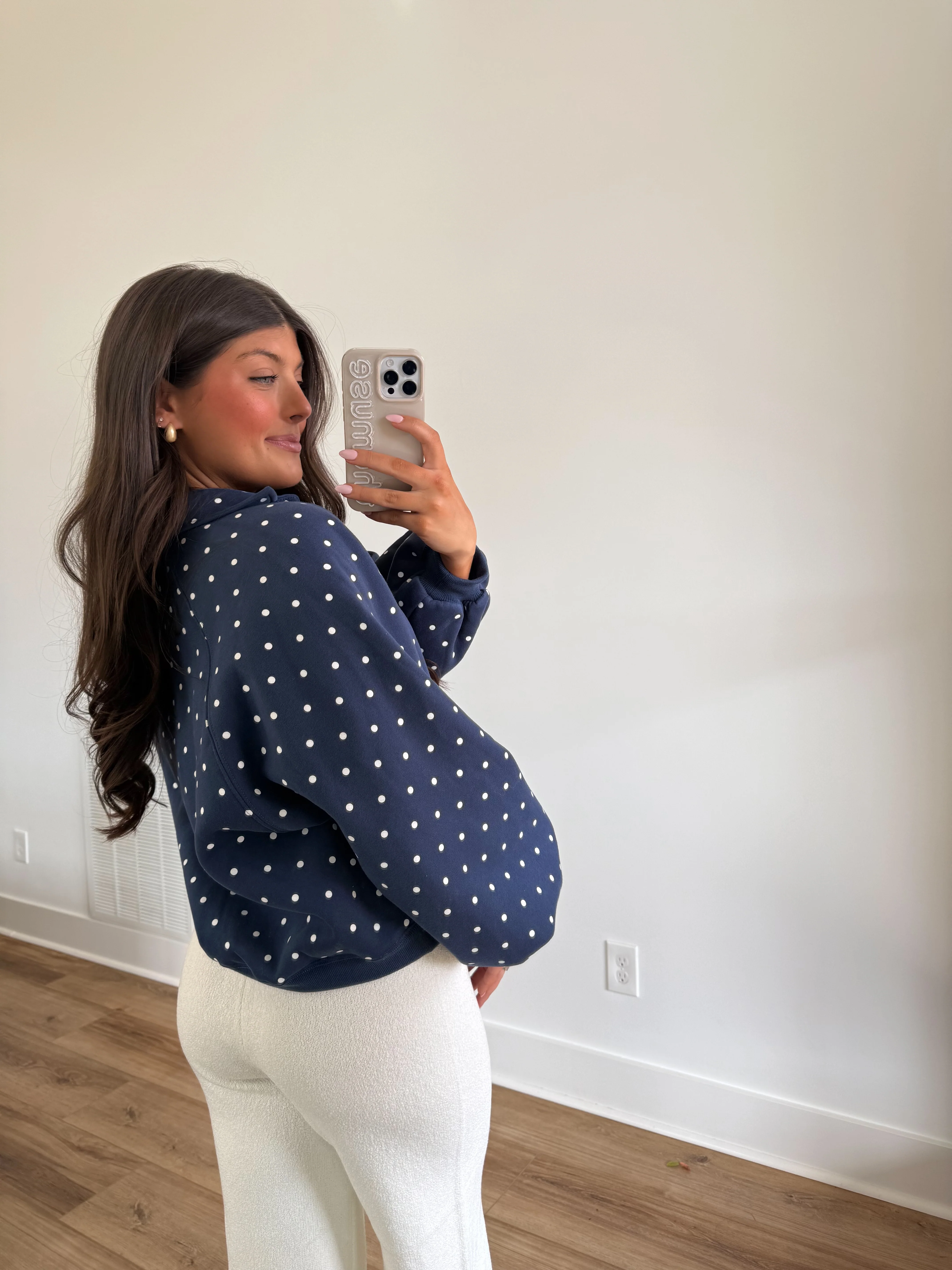 Navy Polka-Dot Snap Button Pullover - Image 4