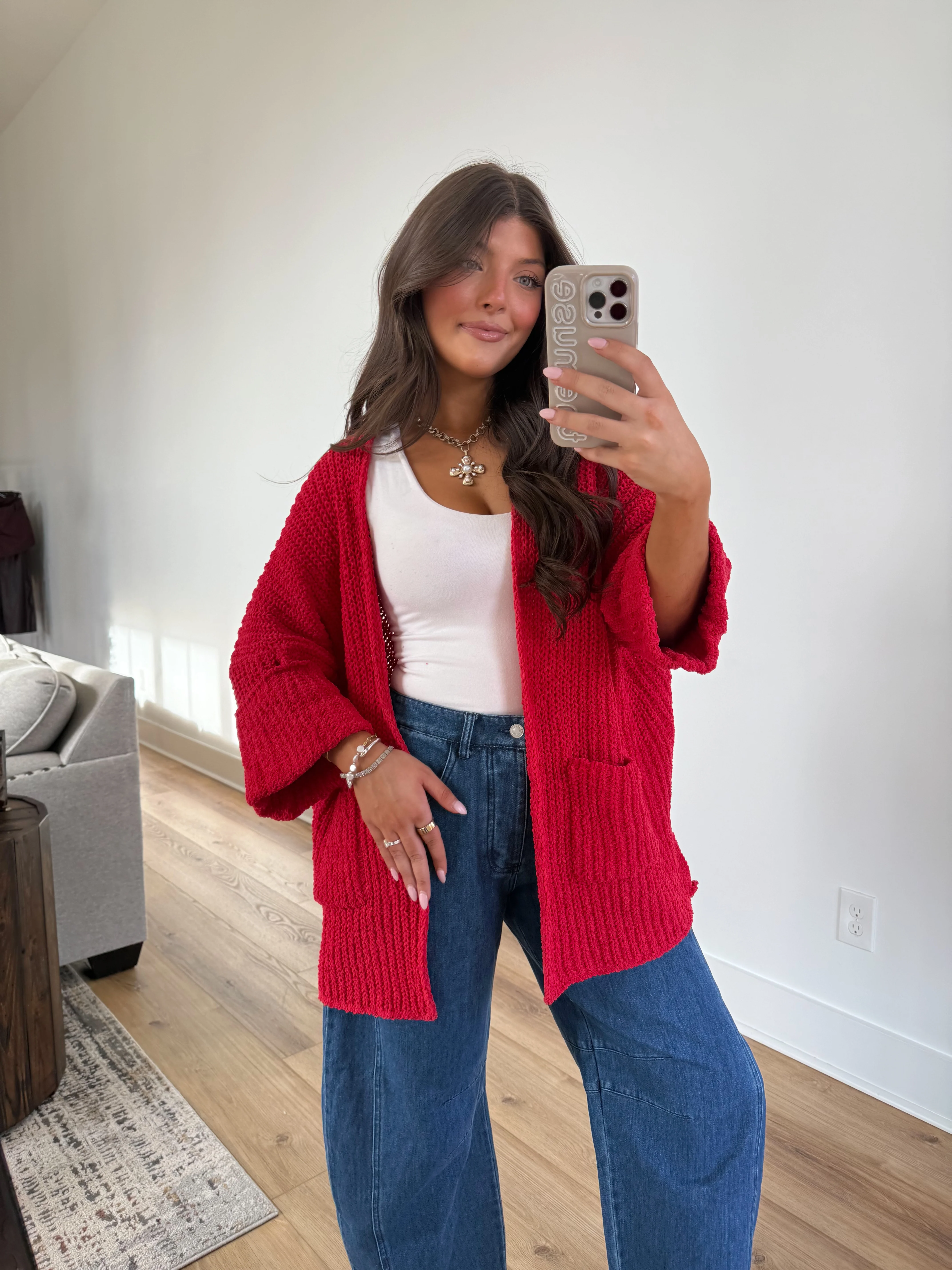 Oat Milk Cardigan (Red) - Image 2