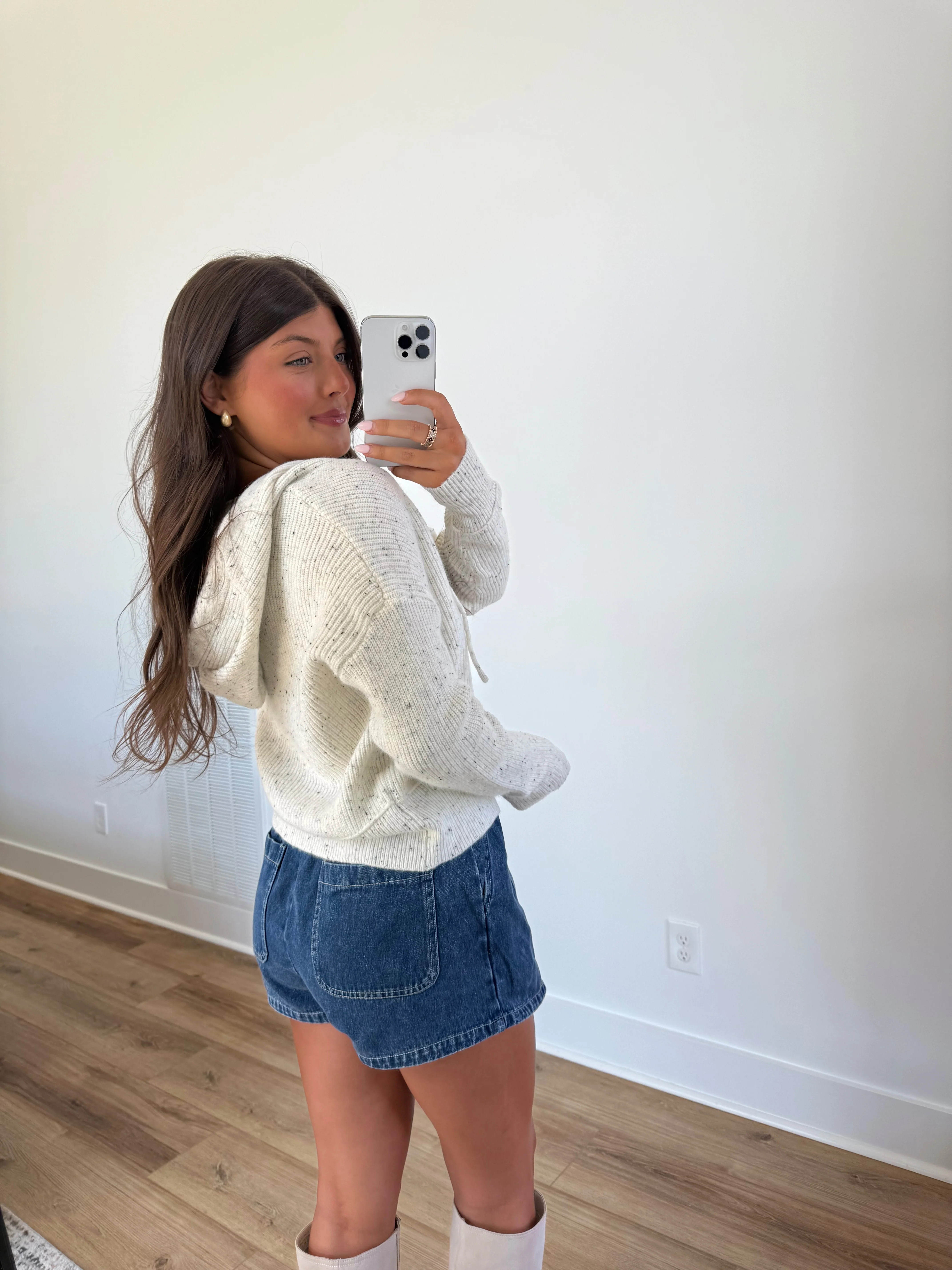 Oatmeal Speckle Hoodie Cardigan - Image 4