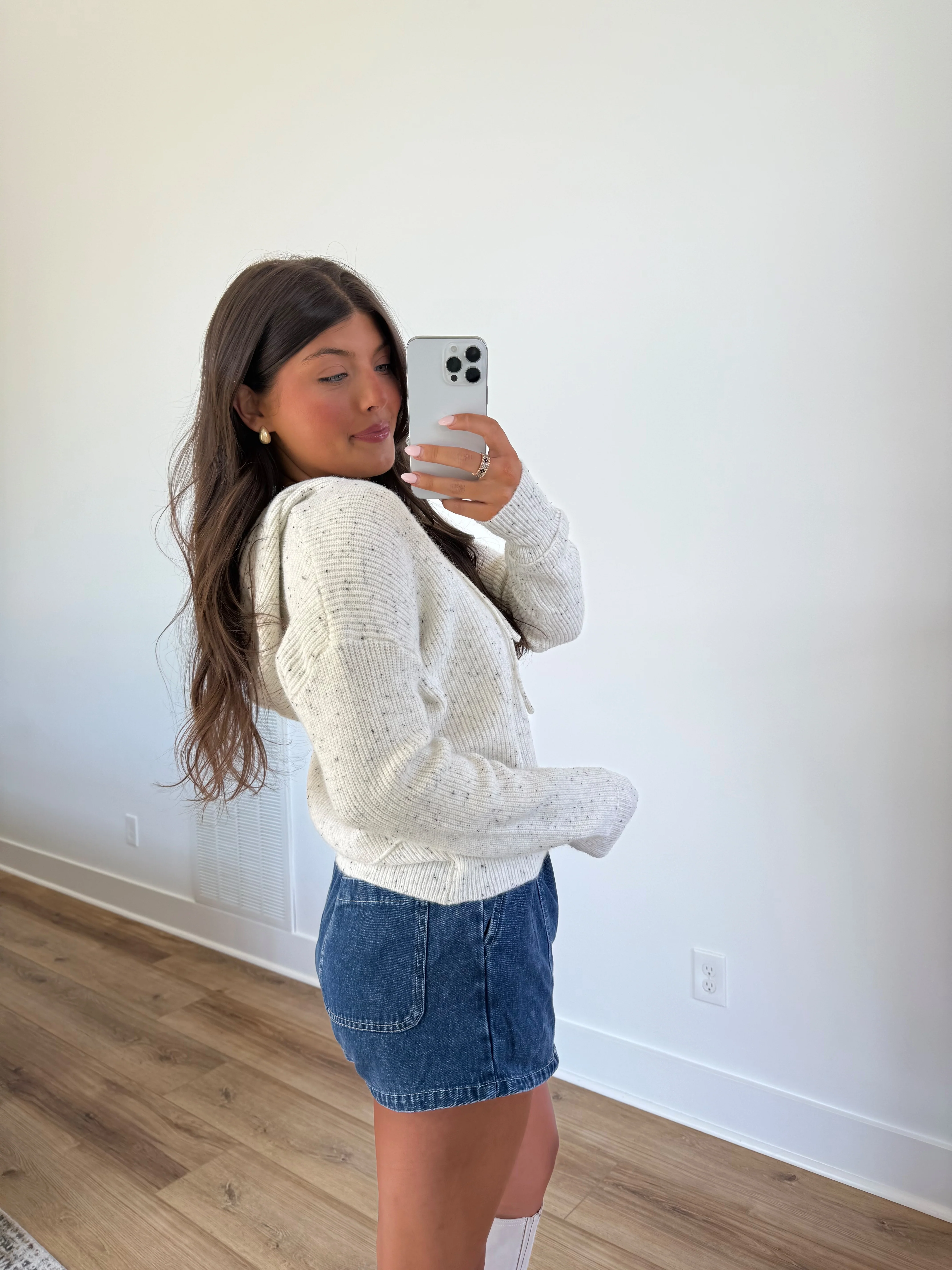 Oatmeal Speckle Hoodie Cardigan - Image 5