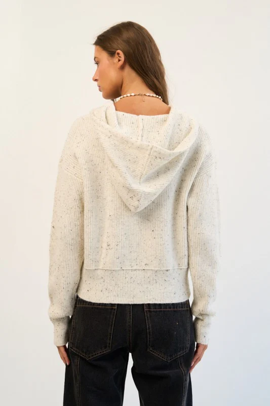 Oatmeal Speckle Hoodie Cardigan - Image 8