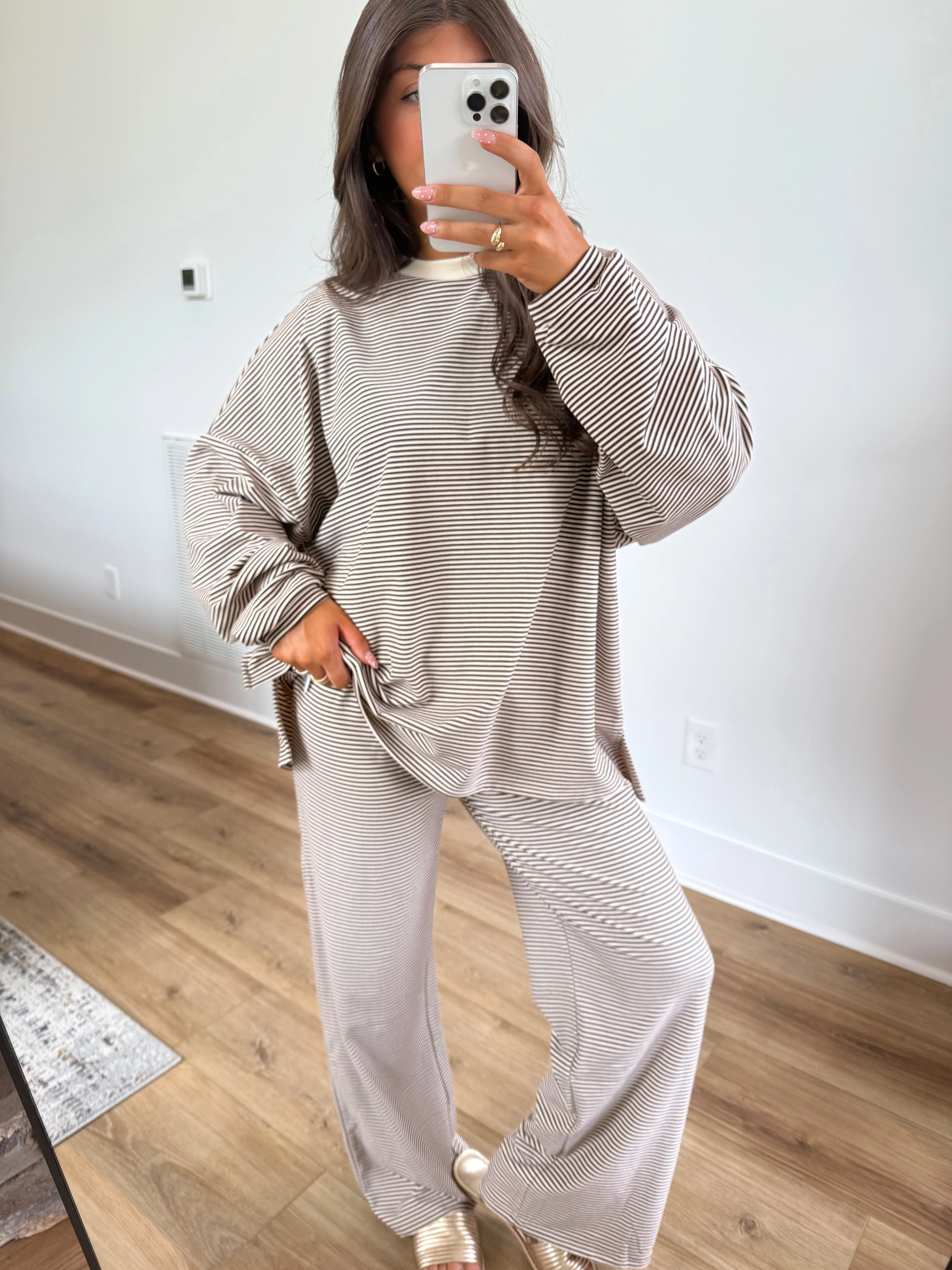 October Fleece BOTTOMS (Brown/Cream)(Restock) - Image 2