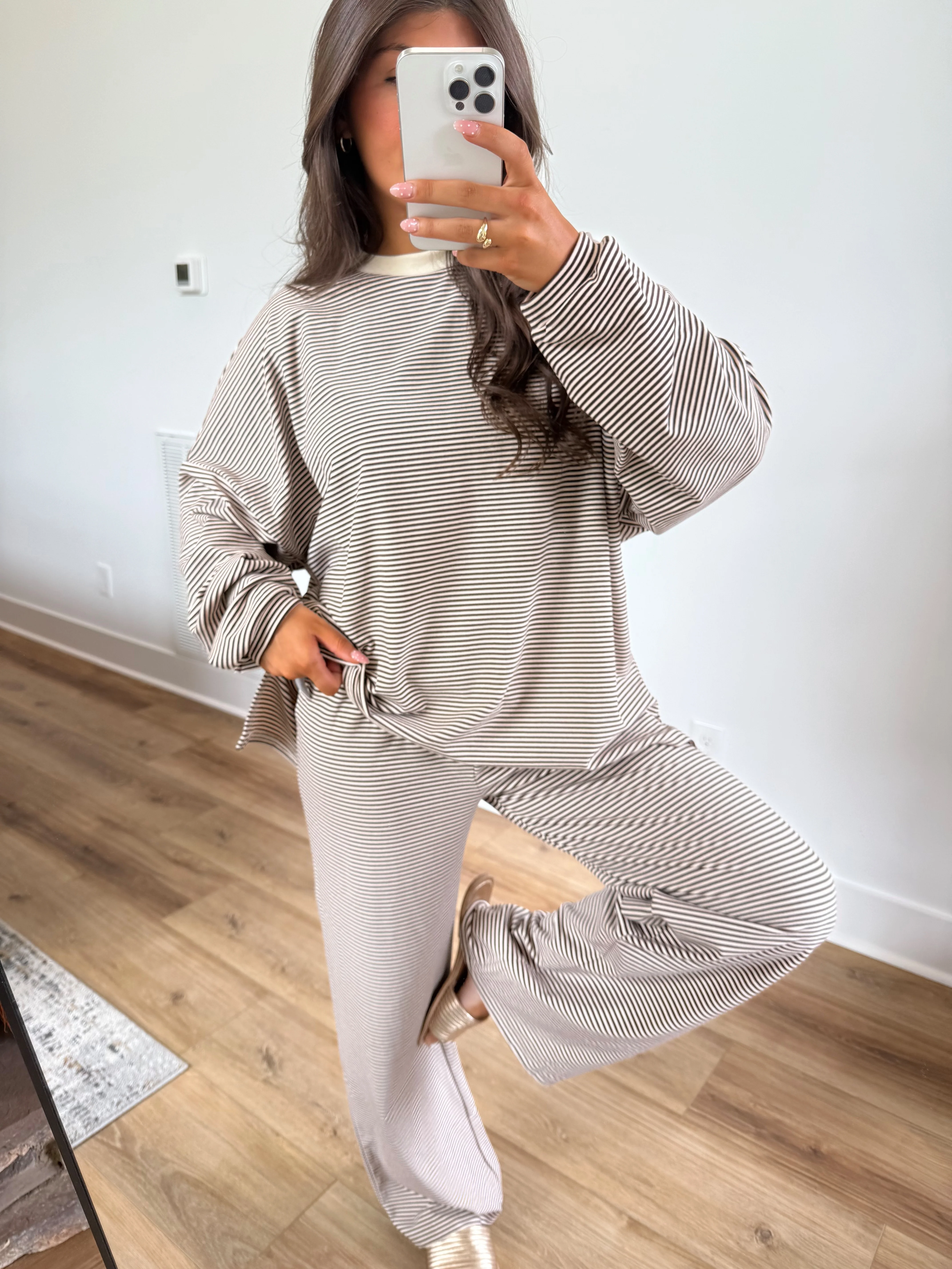 October Fleece BOTTOMS (Brown/Cream)(Restock) - Image 3