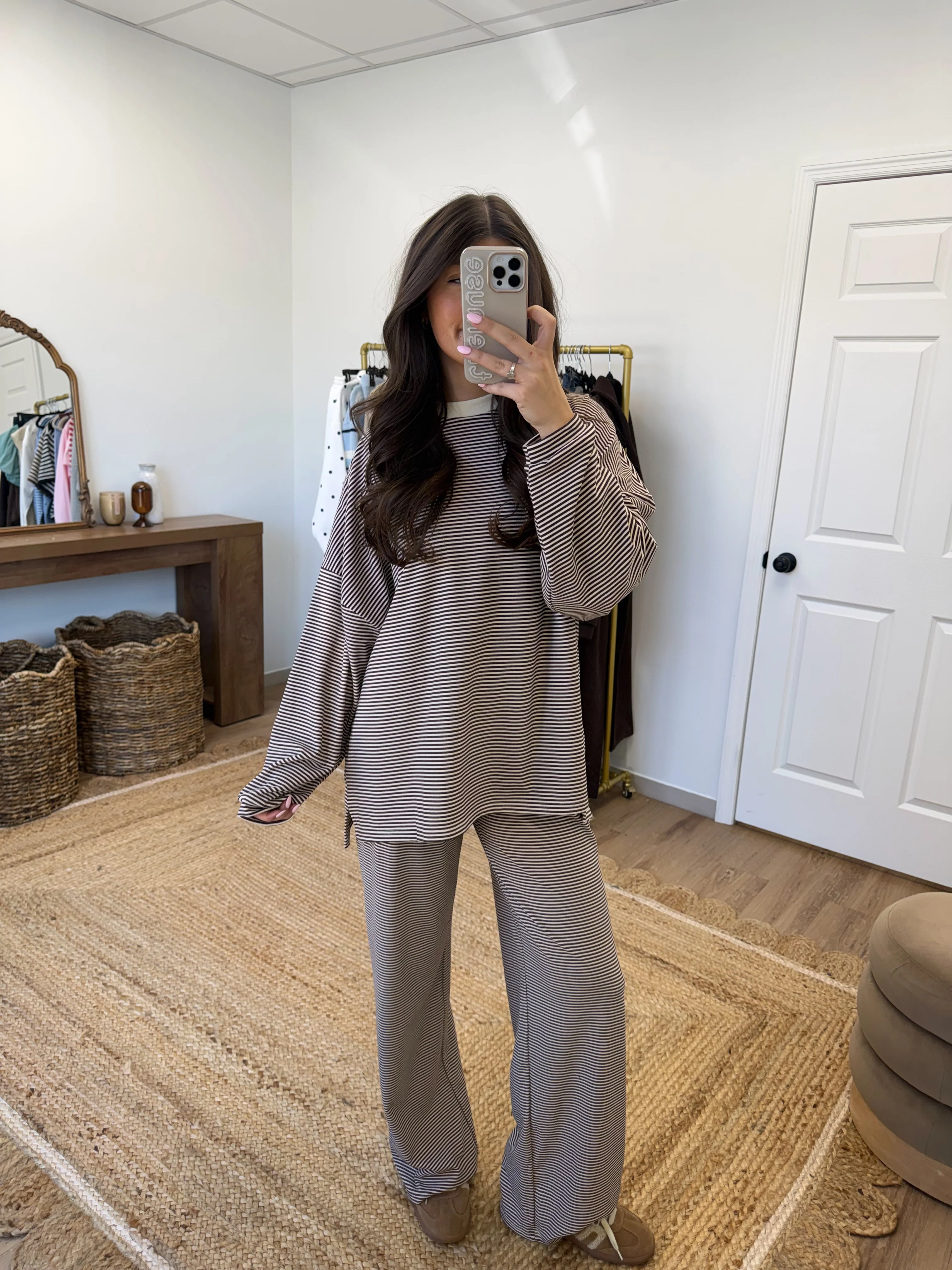 October Fleece BOTTOMS (Brown/Cream)(Restock) - Image 4