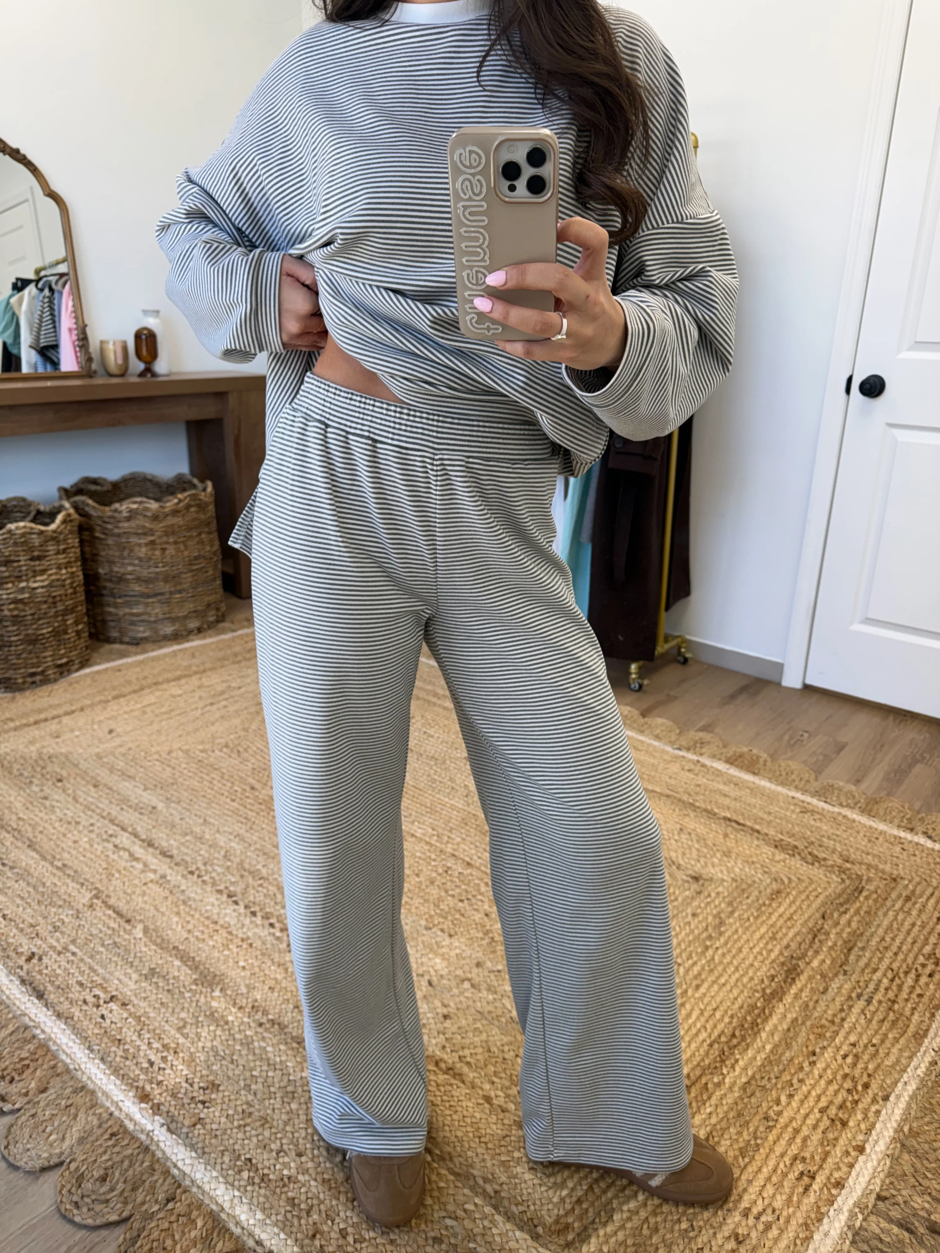 October Fleece BOTTOMS (Grey/Cream) - Image 3