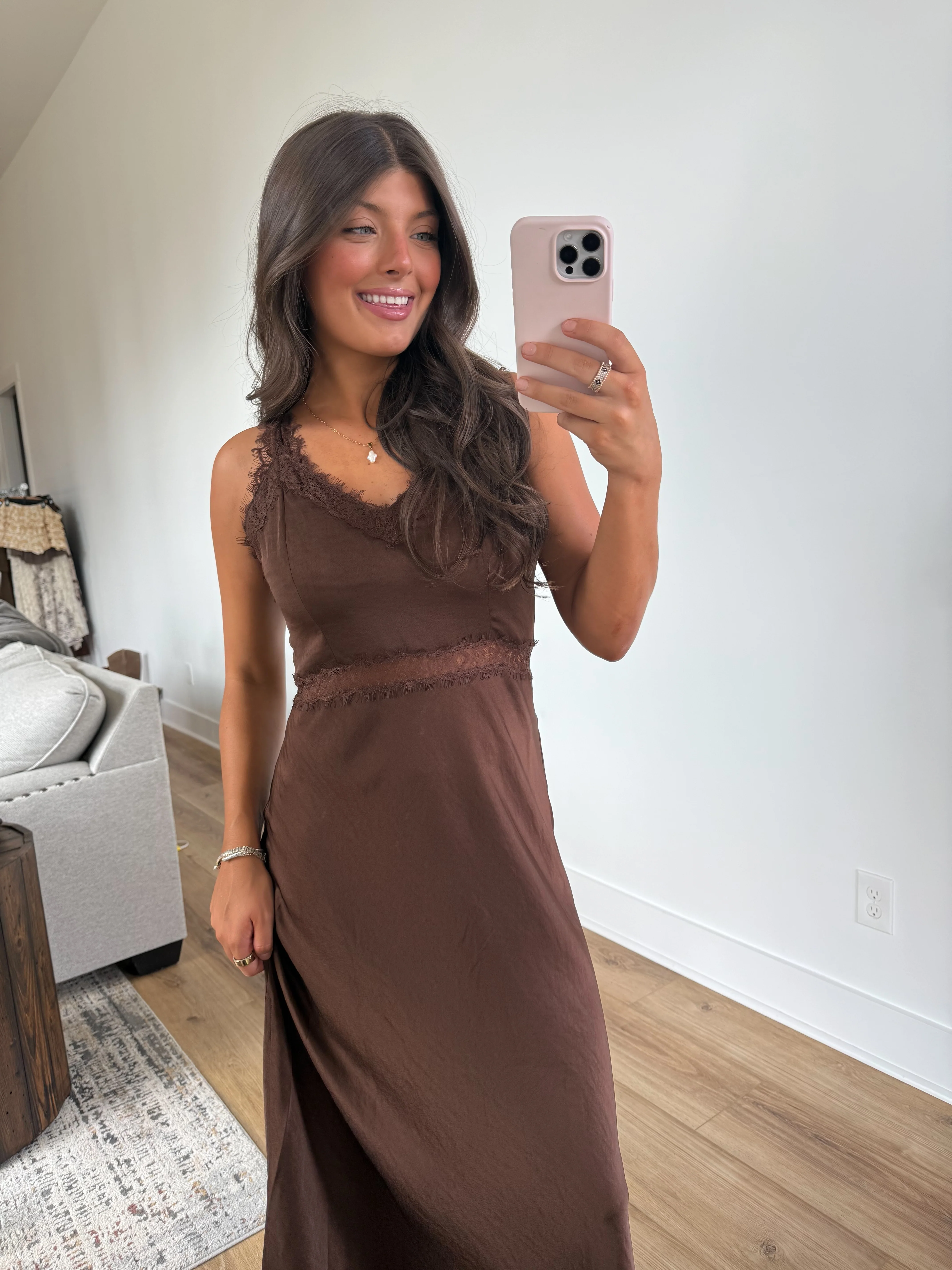 Olivia Lace Satin Dress - Image 5
