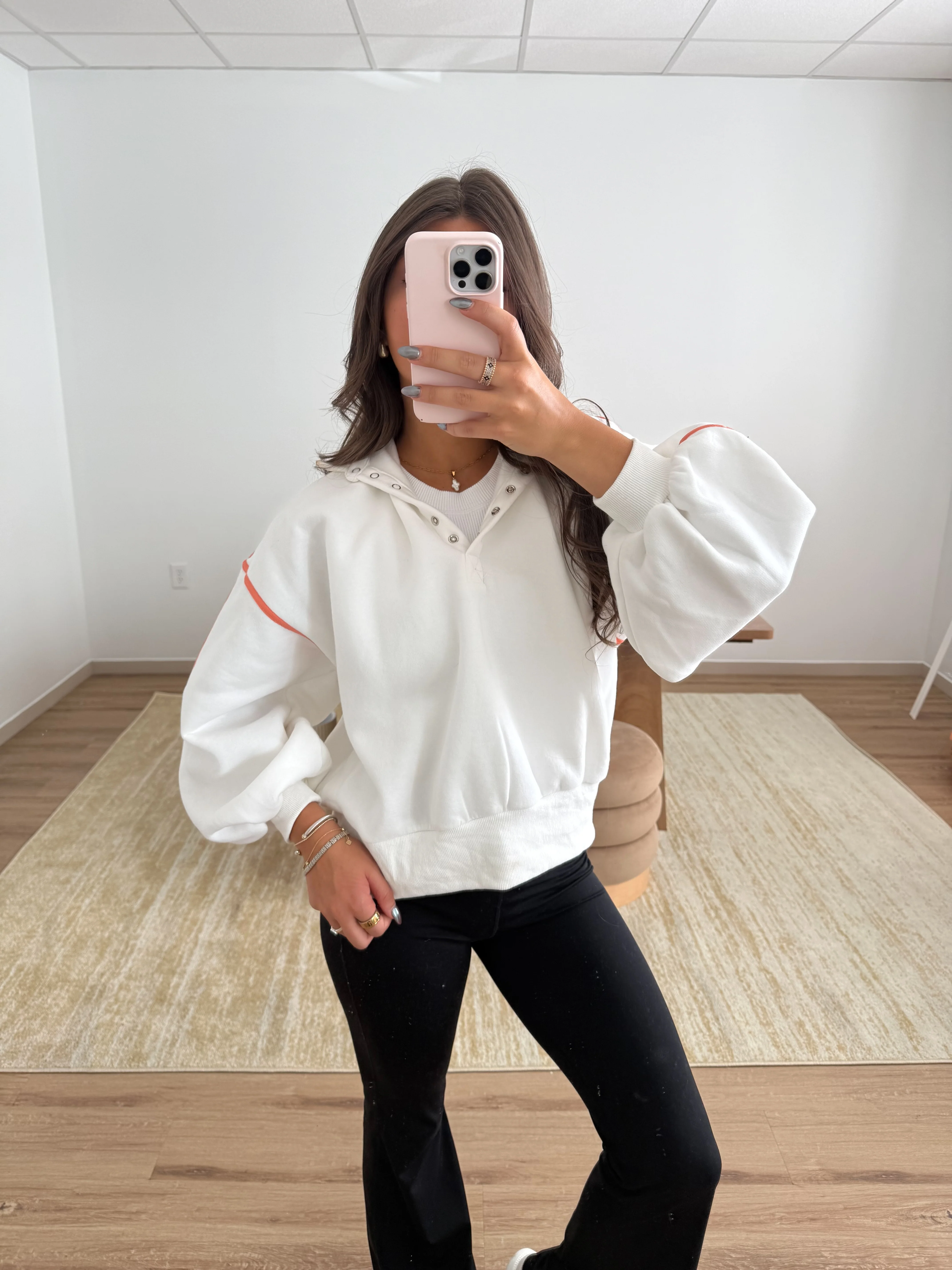 Orange Cream Snap Button Pullover - Image 2