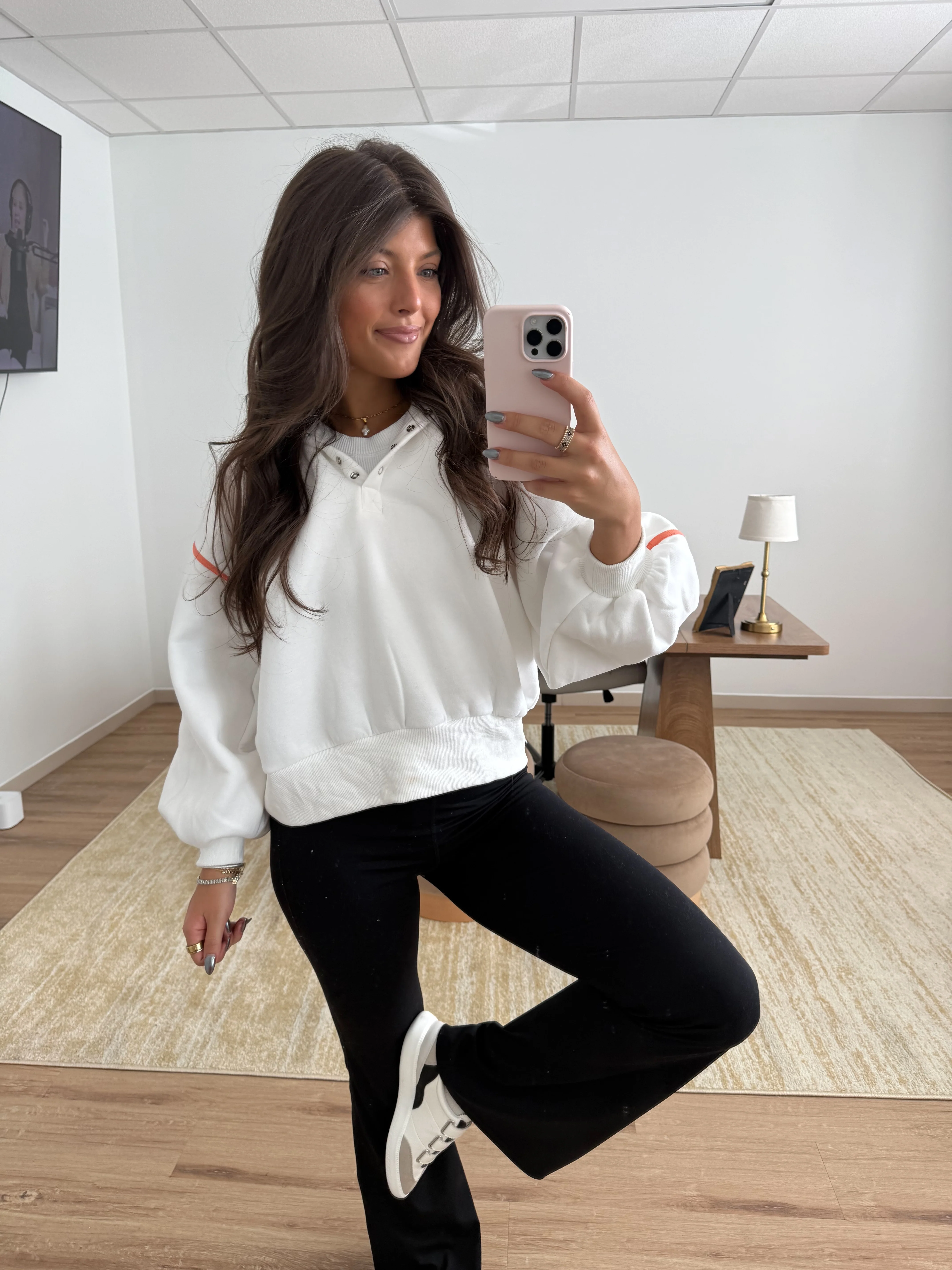 Orange Cream Snap Button Pullover - Image 4