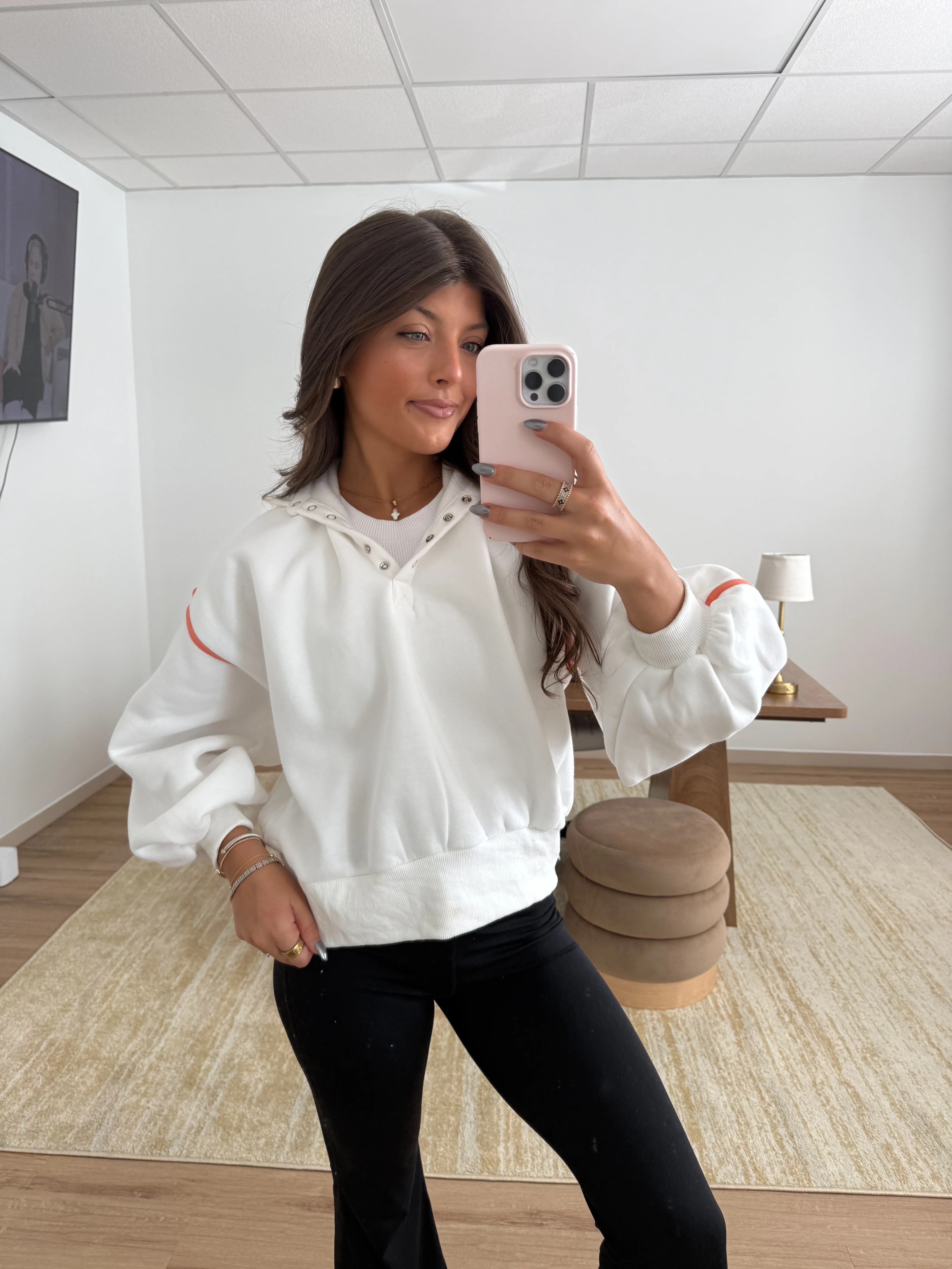 Orange Cream Snap Button Pullover - Image 6