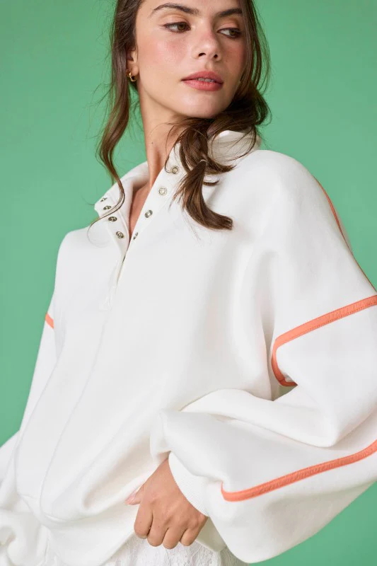 Orange Cream Snap Button Pullover - Image 8